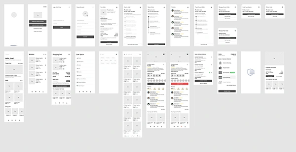 Hi-fi wireframe of the screens