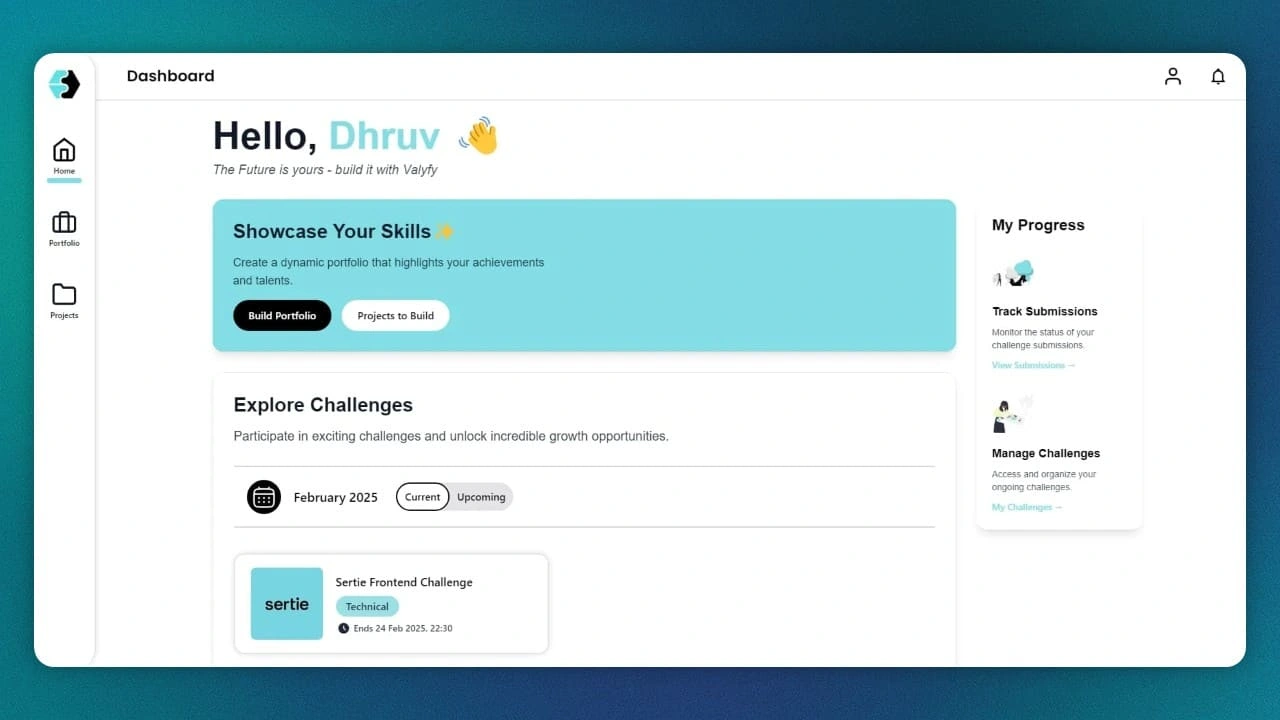 Dashboard Page (Student Panel)