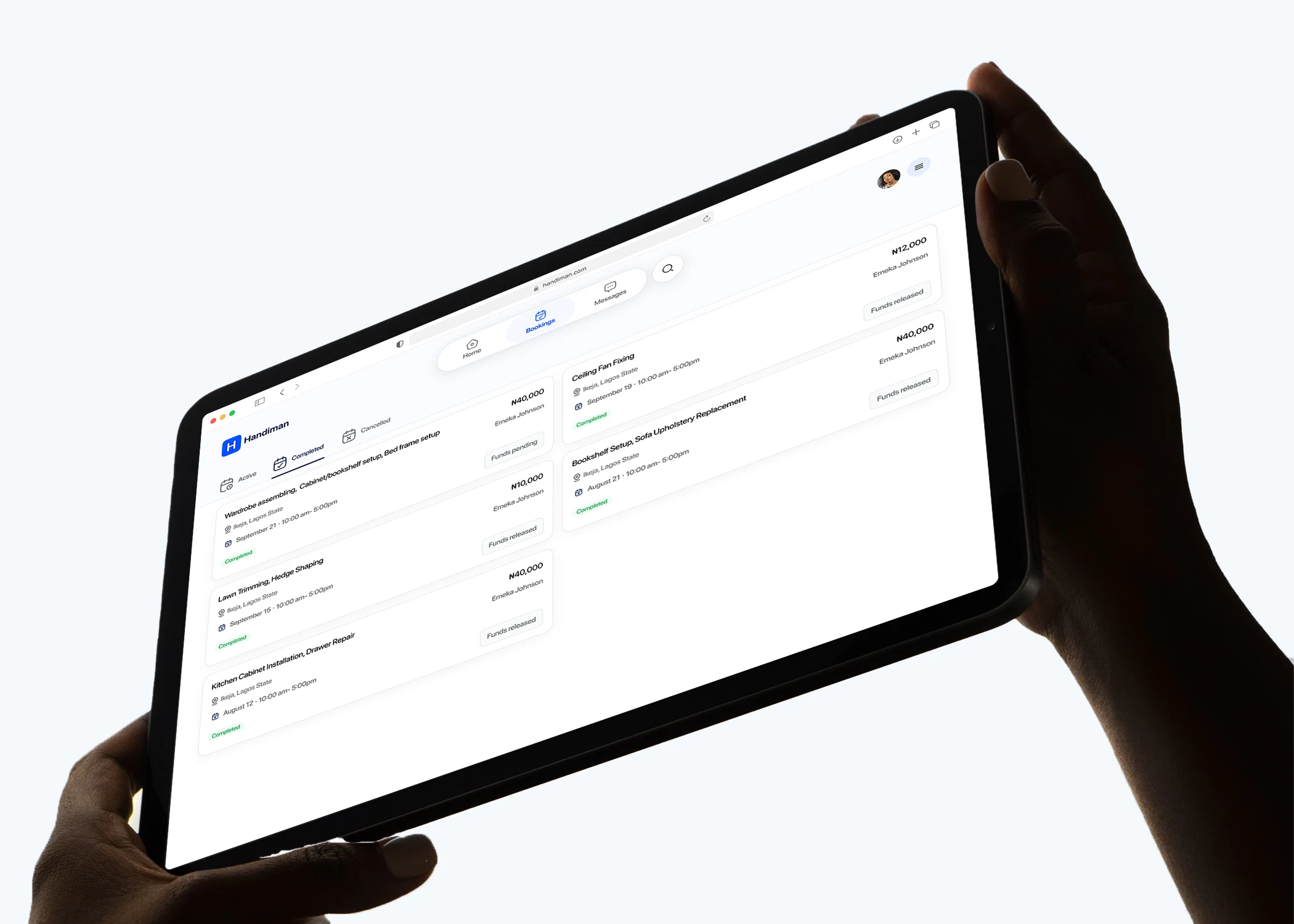 completed jobs client