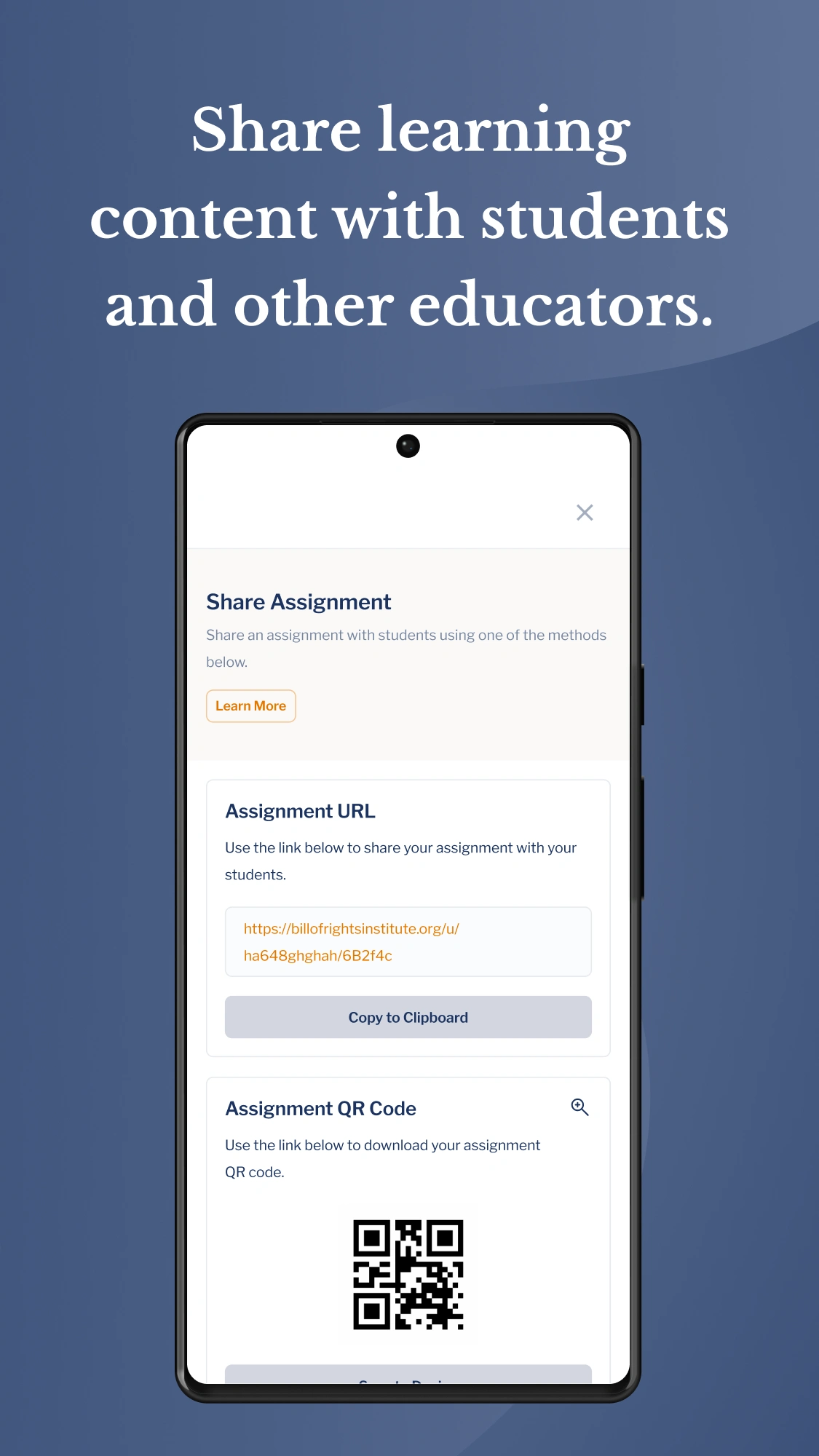 App Store Screenshot: Share Learning Content With Students And Other Educators