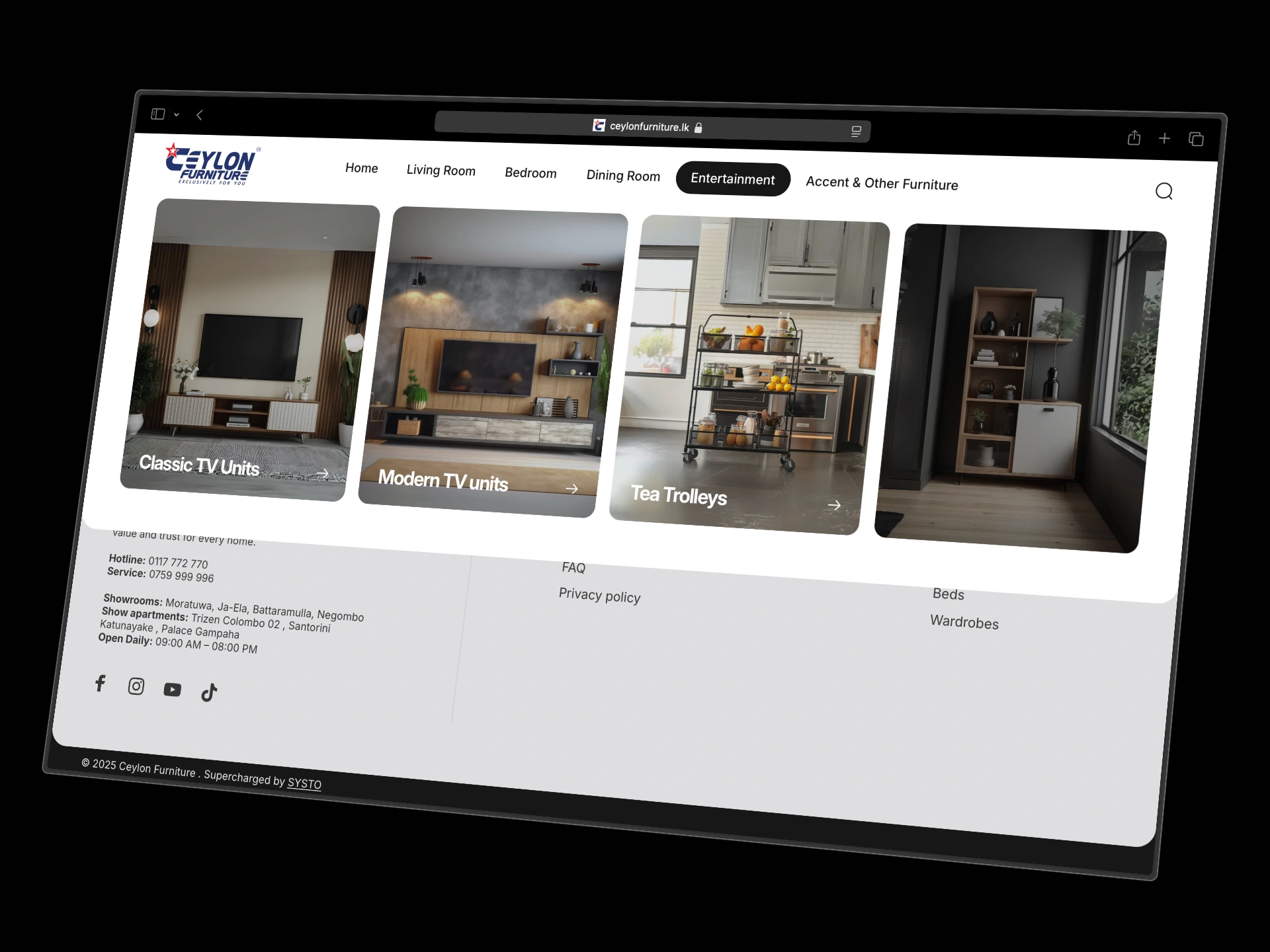 Ceylon Furniture Entertainment Dropdown menu