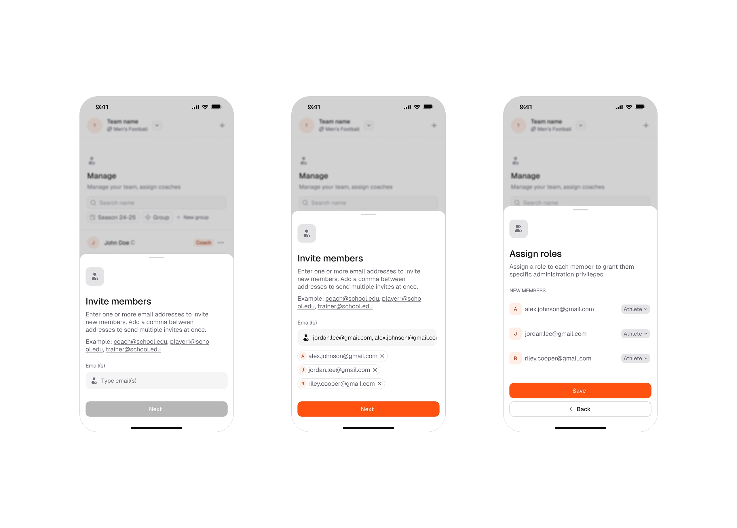 Inviting Team members