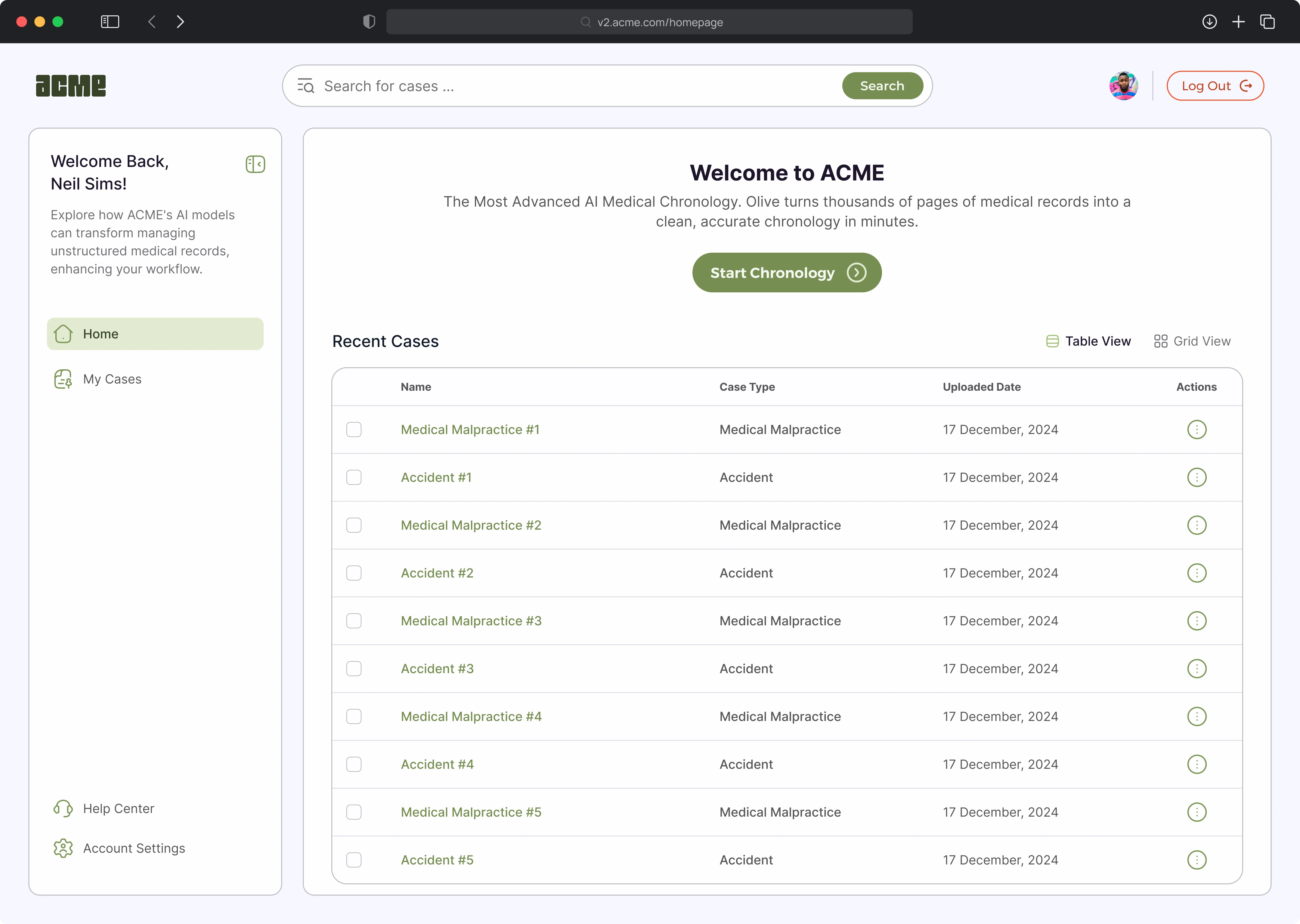 Legal - Home (Table View)