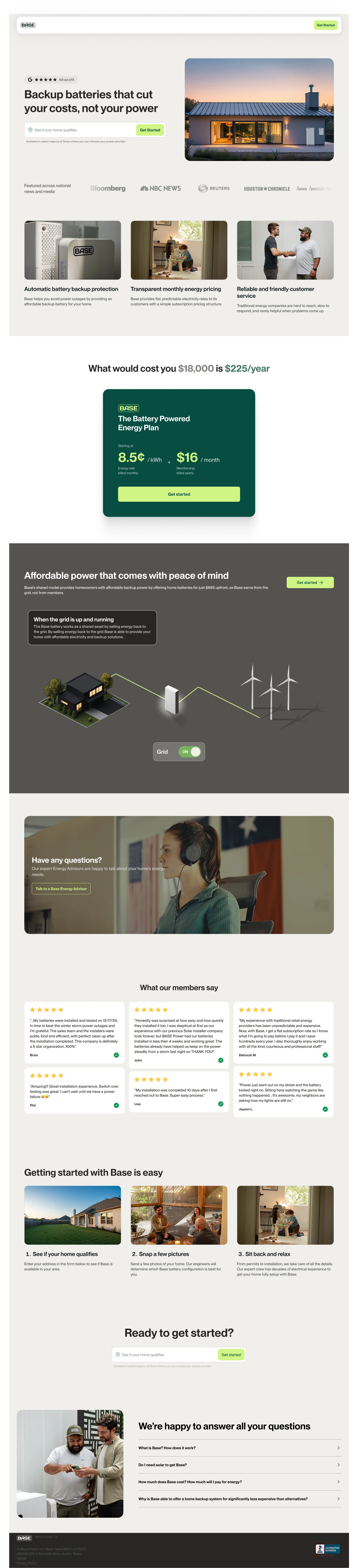 Base Power Conversion Optimized Landing Page