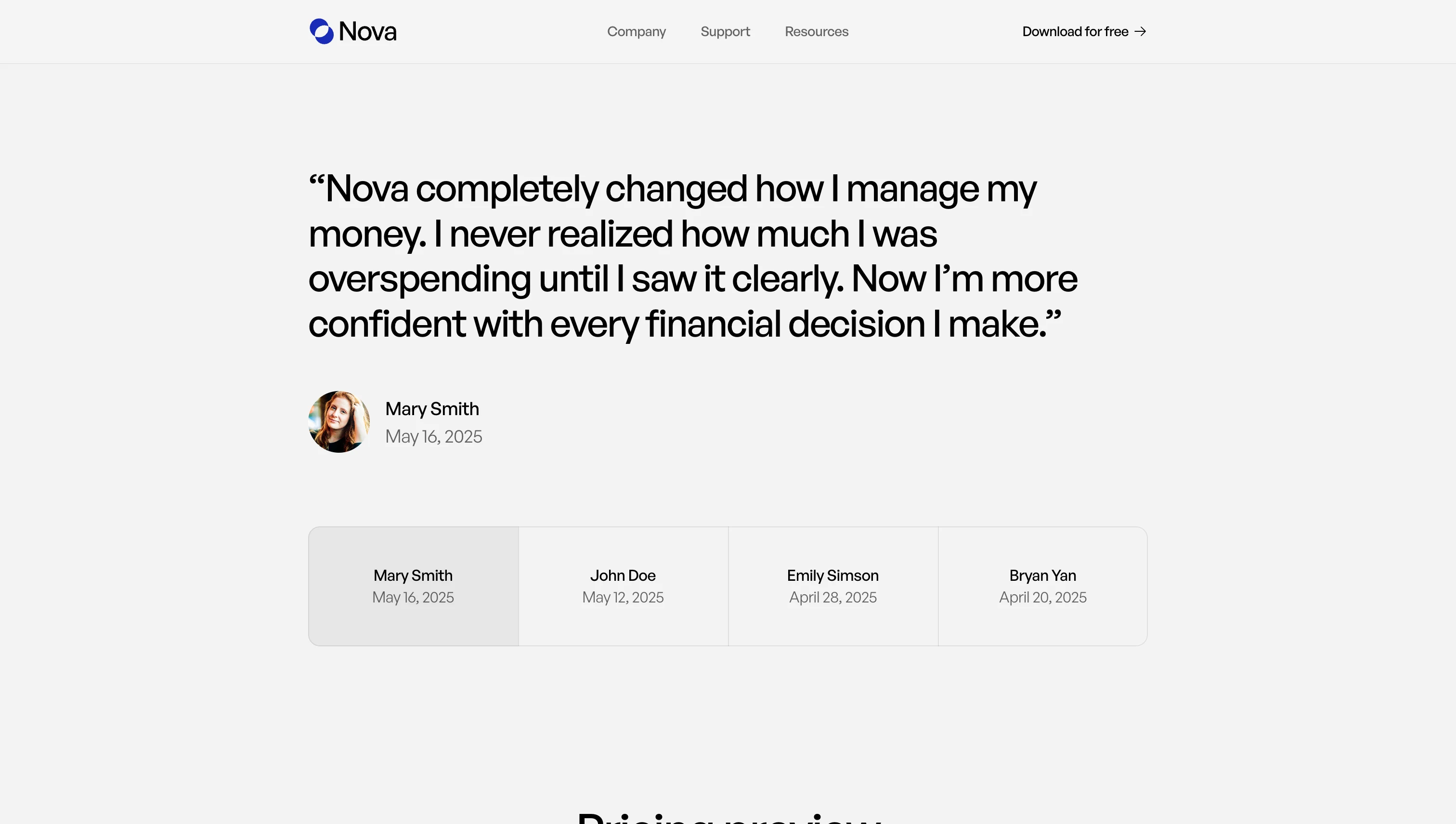 Nova user testimonial