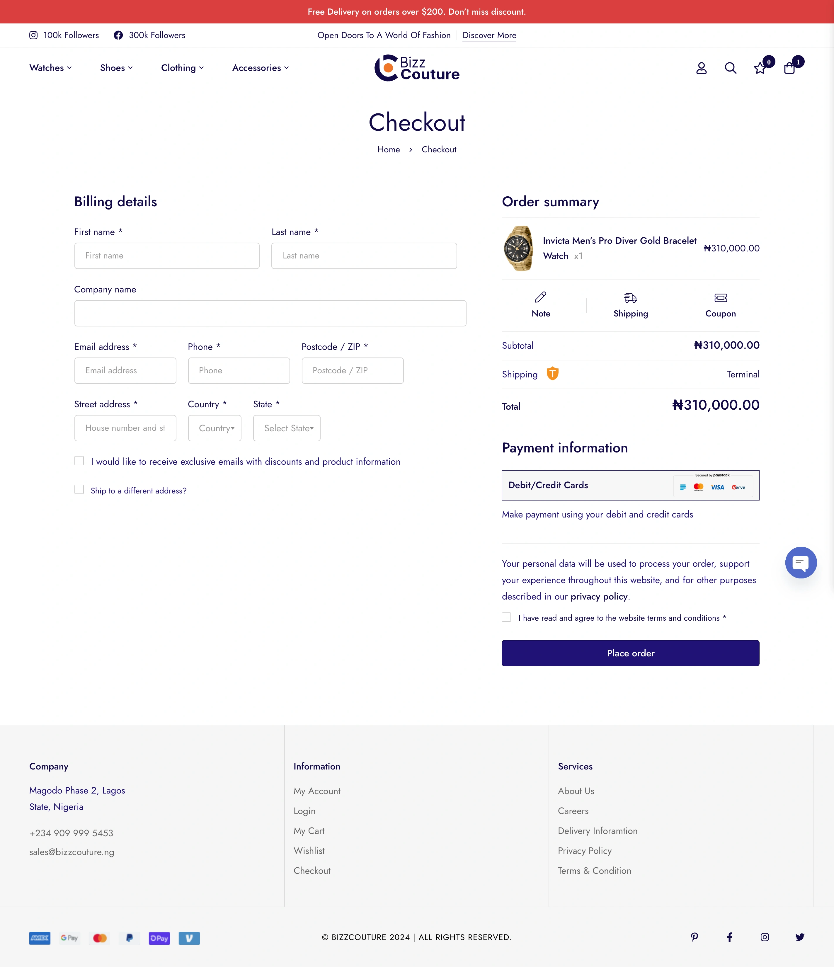 Checkout Page