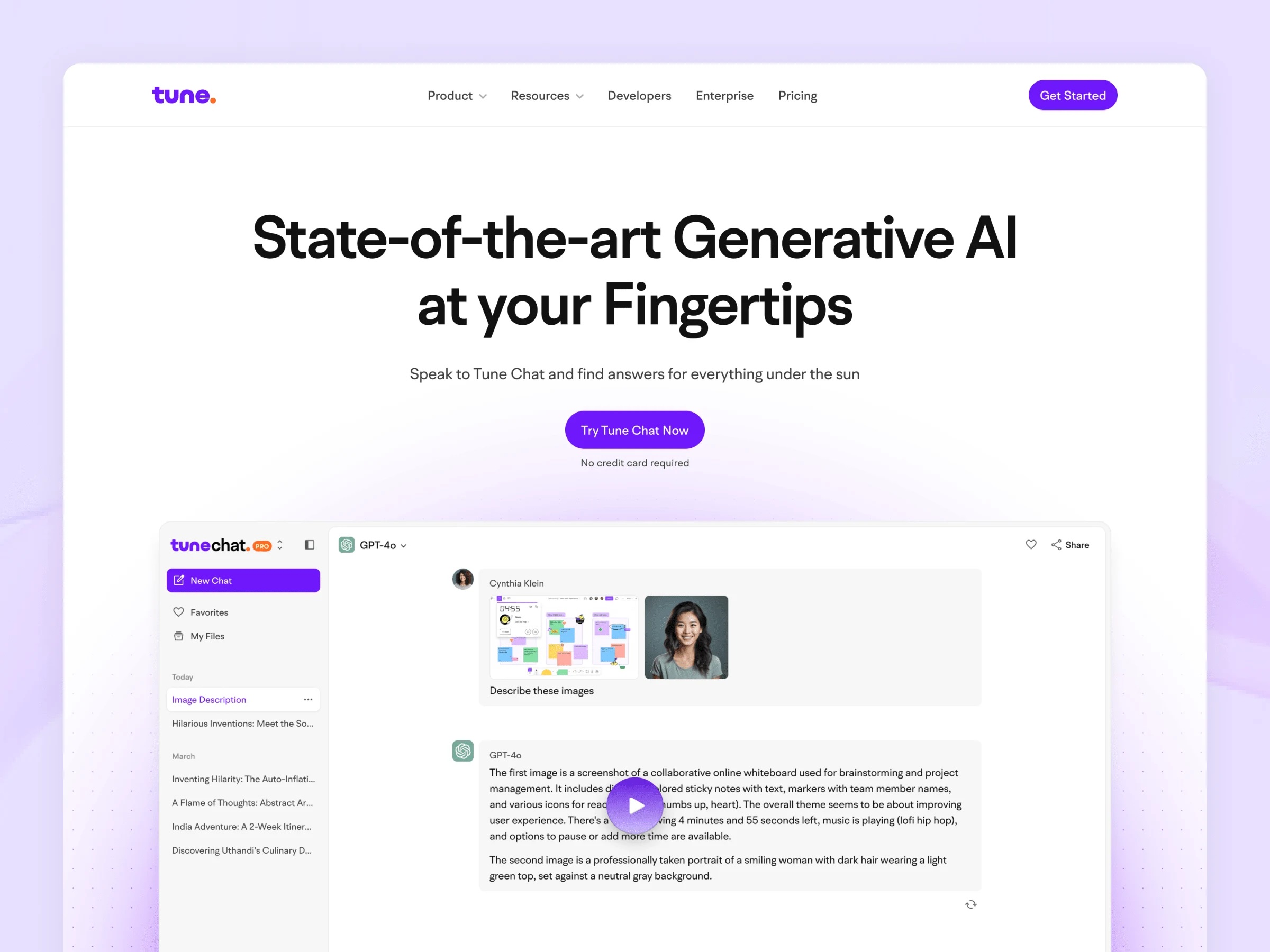 Tune Chat Product Page