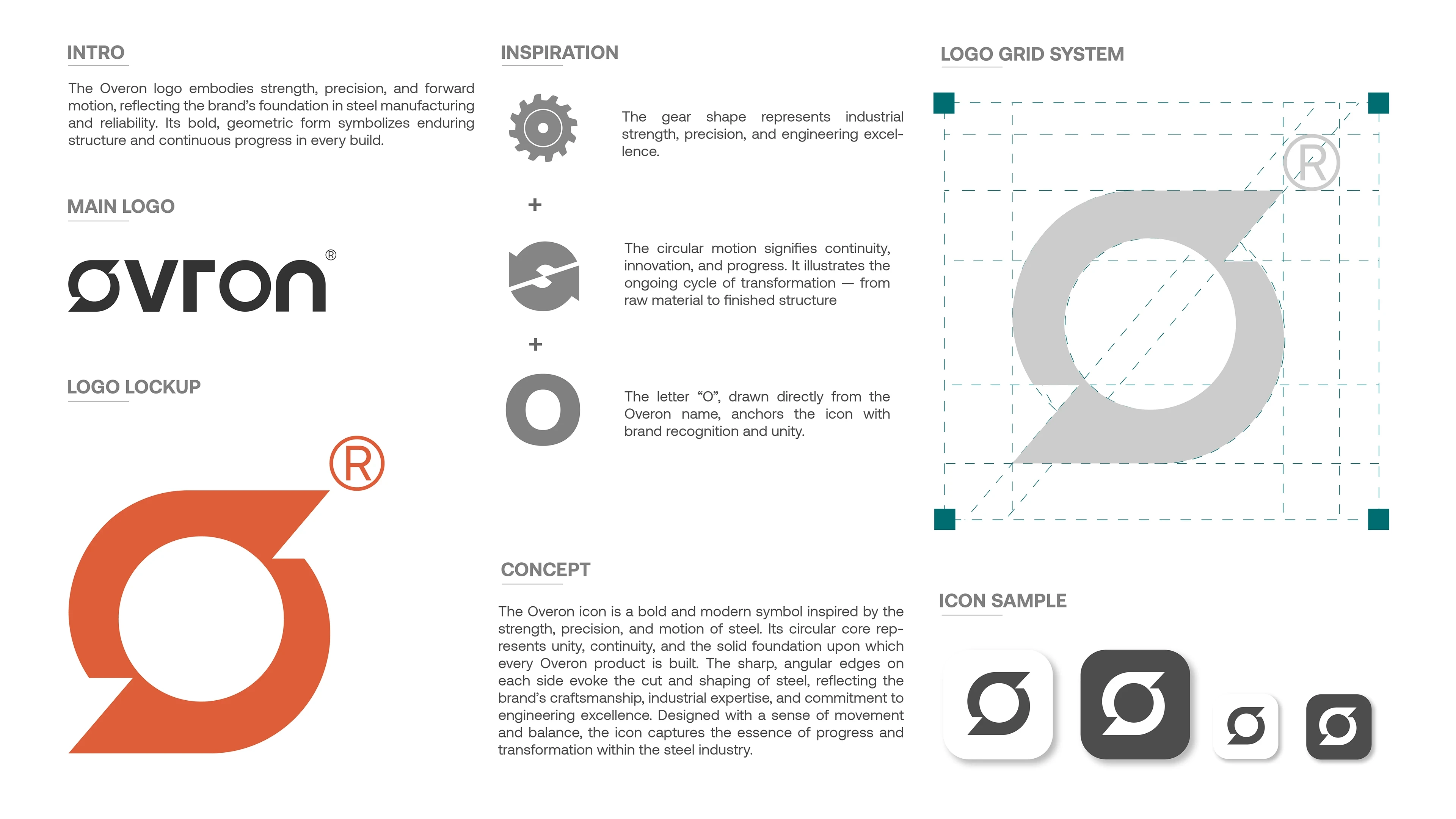 The Solution

The concept was built around “Forged Reliability”, a narrative that captures both the material strength of steel and the precision of engineering.

Logo: A gear-inspired “O” represents motion, balance, and structural strength.