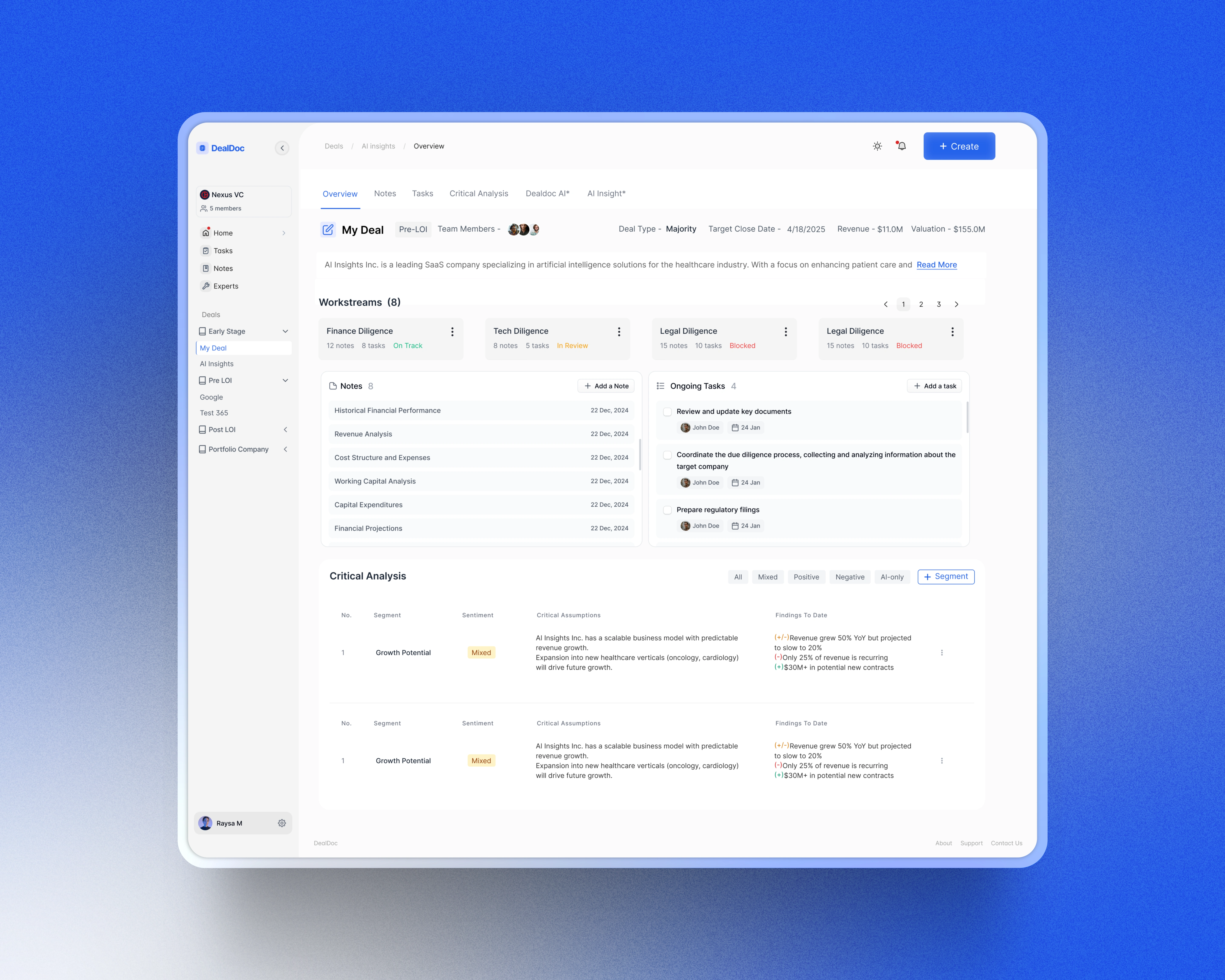 A deal overview page with relevant visual hierarchy