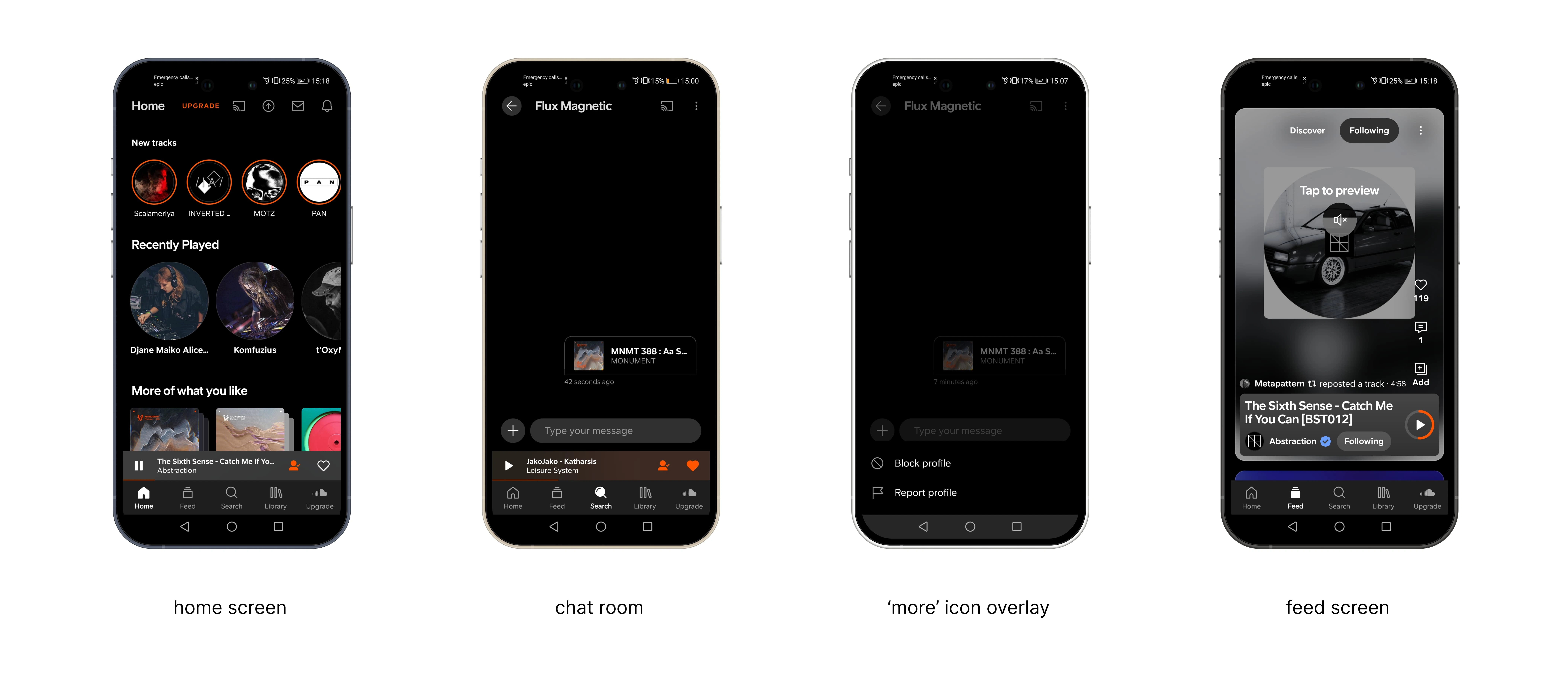 App Clone: The four screens at issue