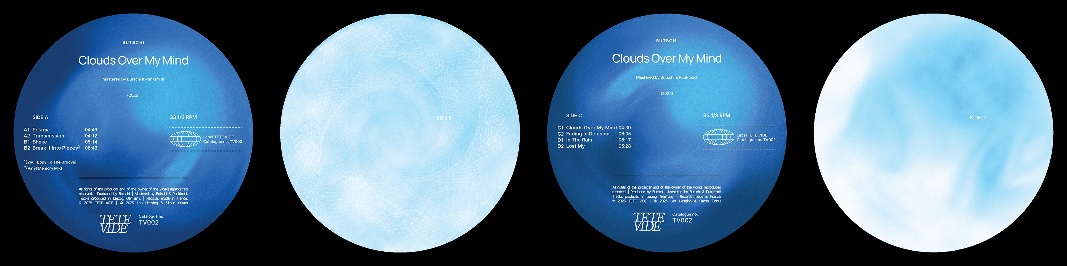 Vinyl labels for Sides A, B, C & D