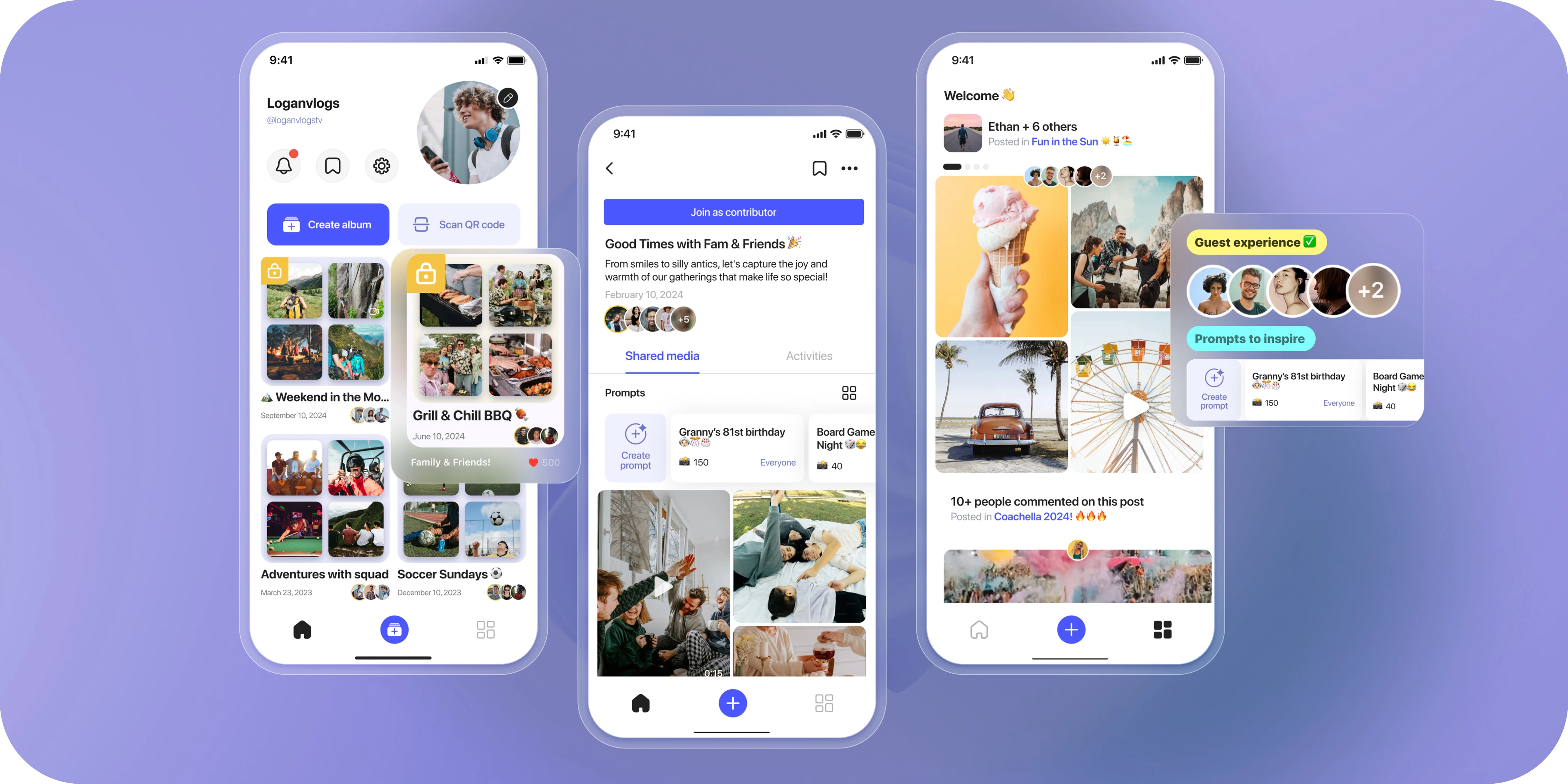 HOME SCREEN | ALBUM OVERVIEW SCREEN | FEED SCREEN