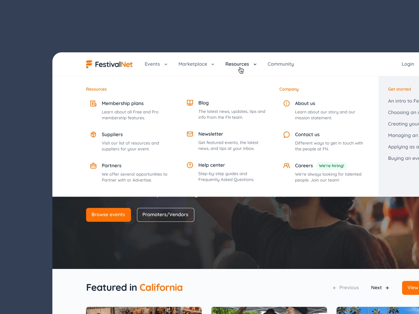 Multi-tier mega menu dropdown