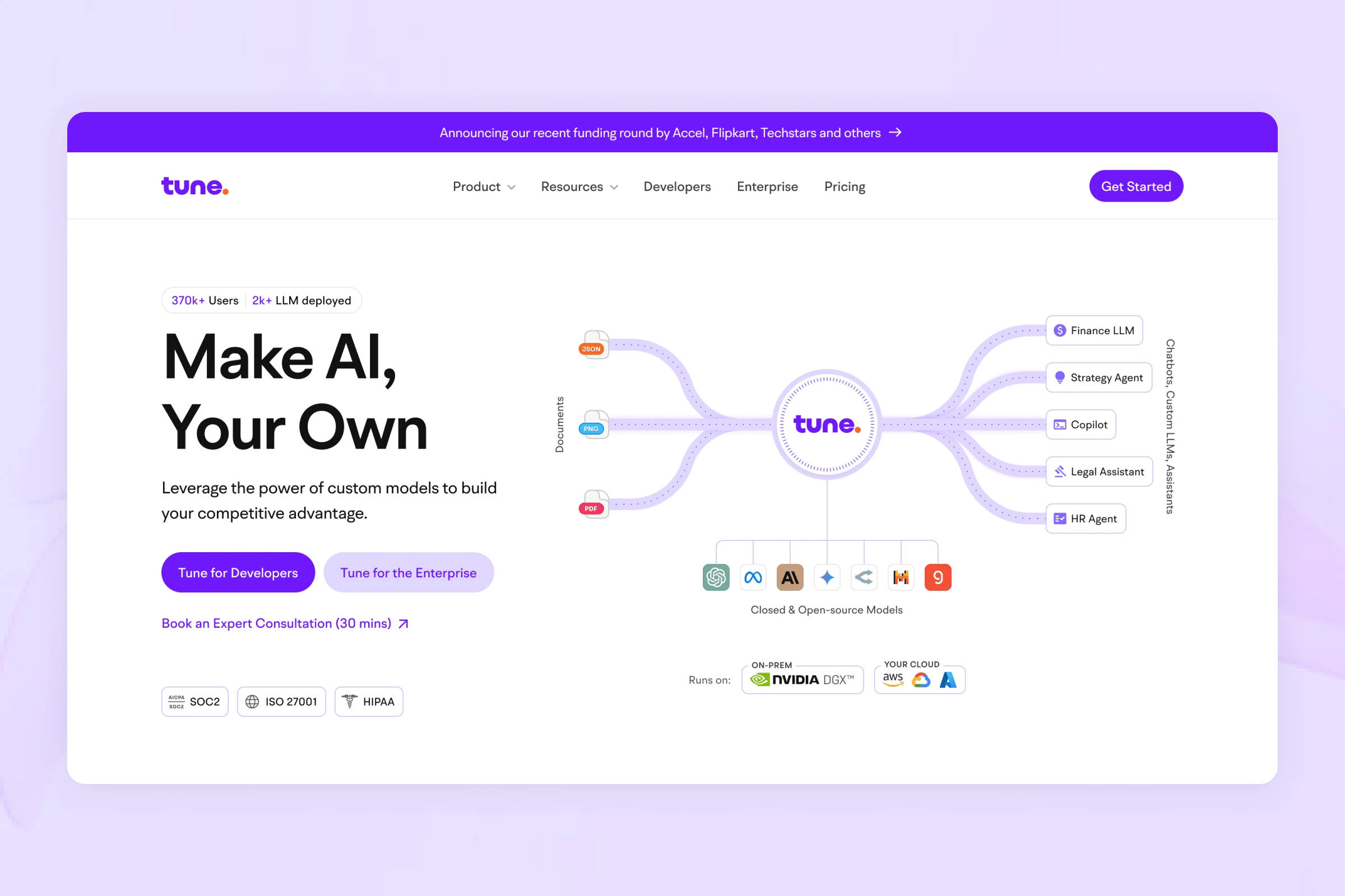Tune AI - Hero section