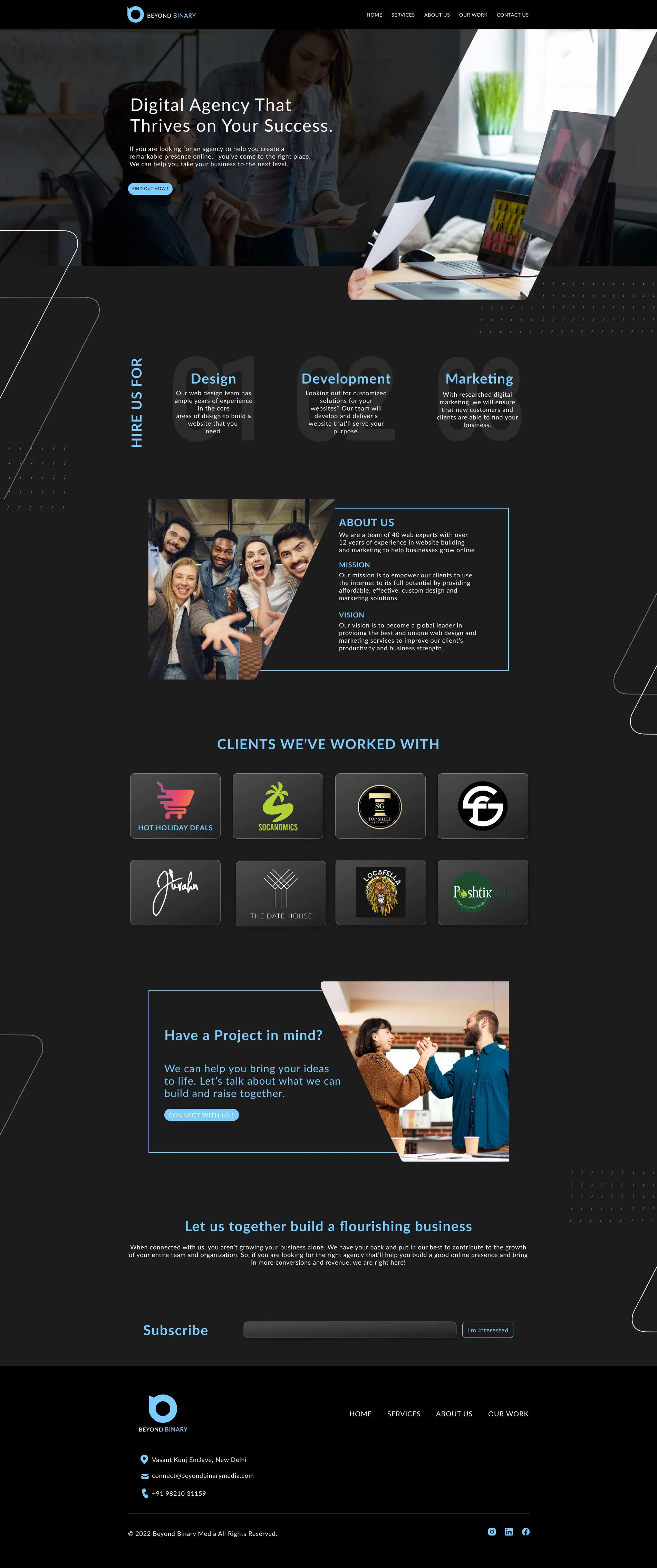 Landing page for a Digital Marketing Agency website