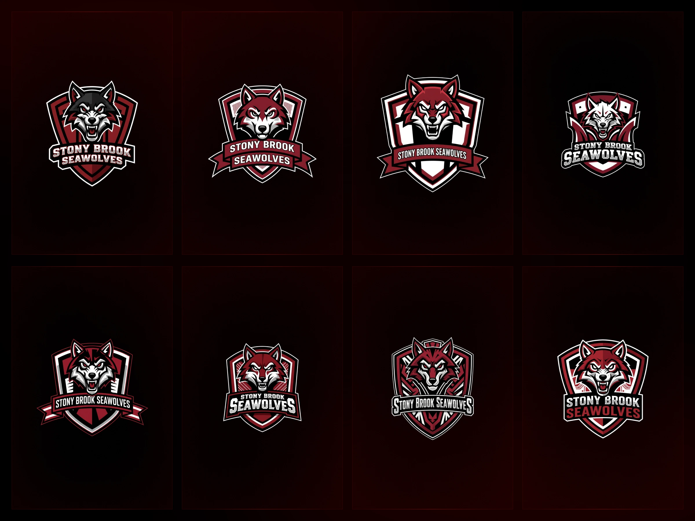 Red-and-white badge emphasizing wolf iconography in an esports competetion style.