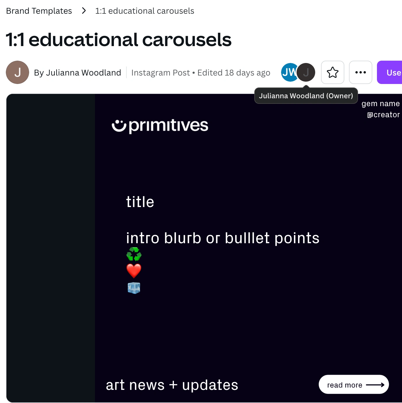 template creation for on brand designs and workload hand offs