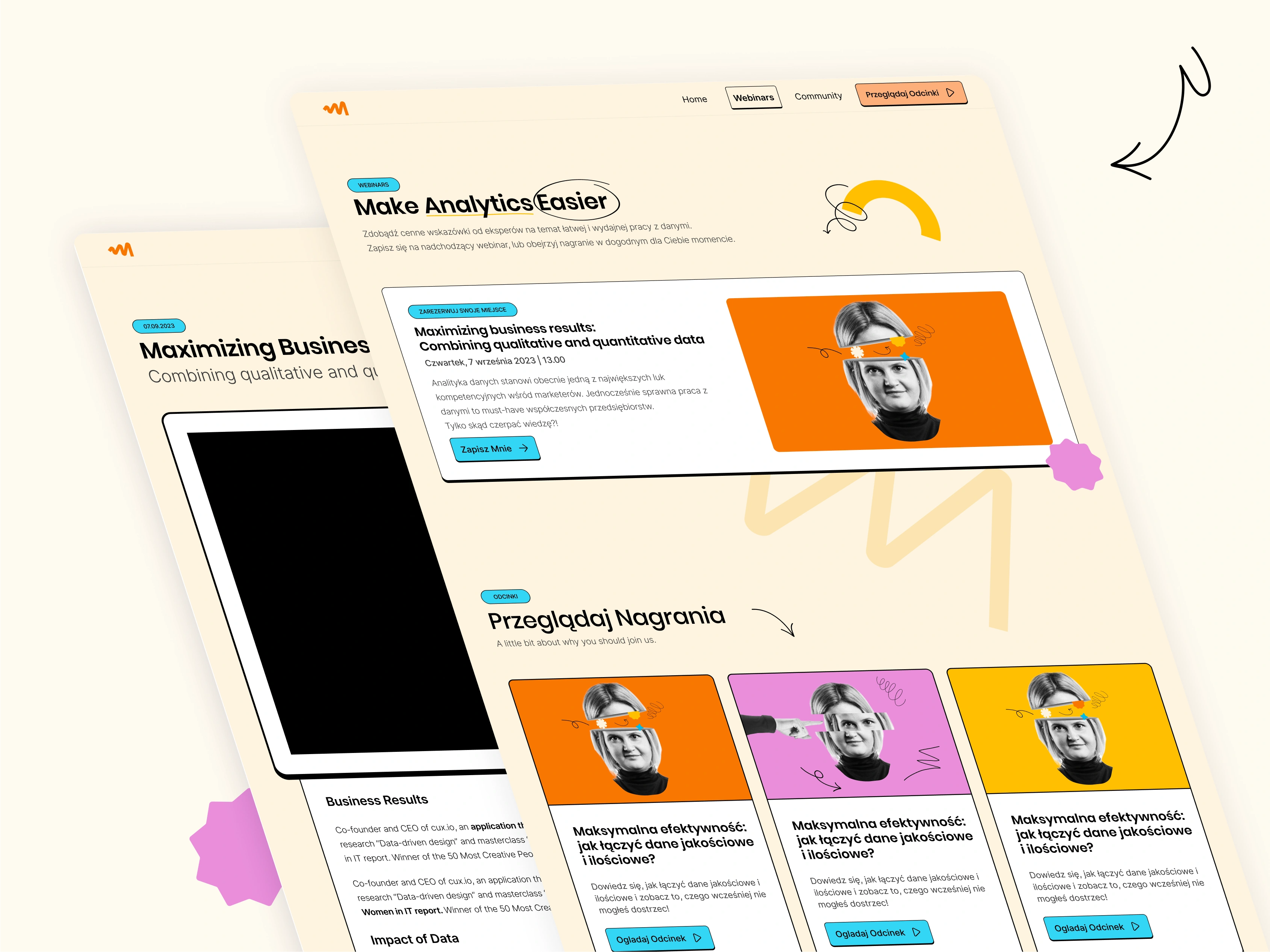 Webinars and Blog Page.