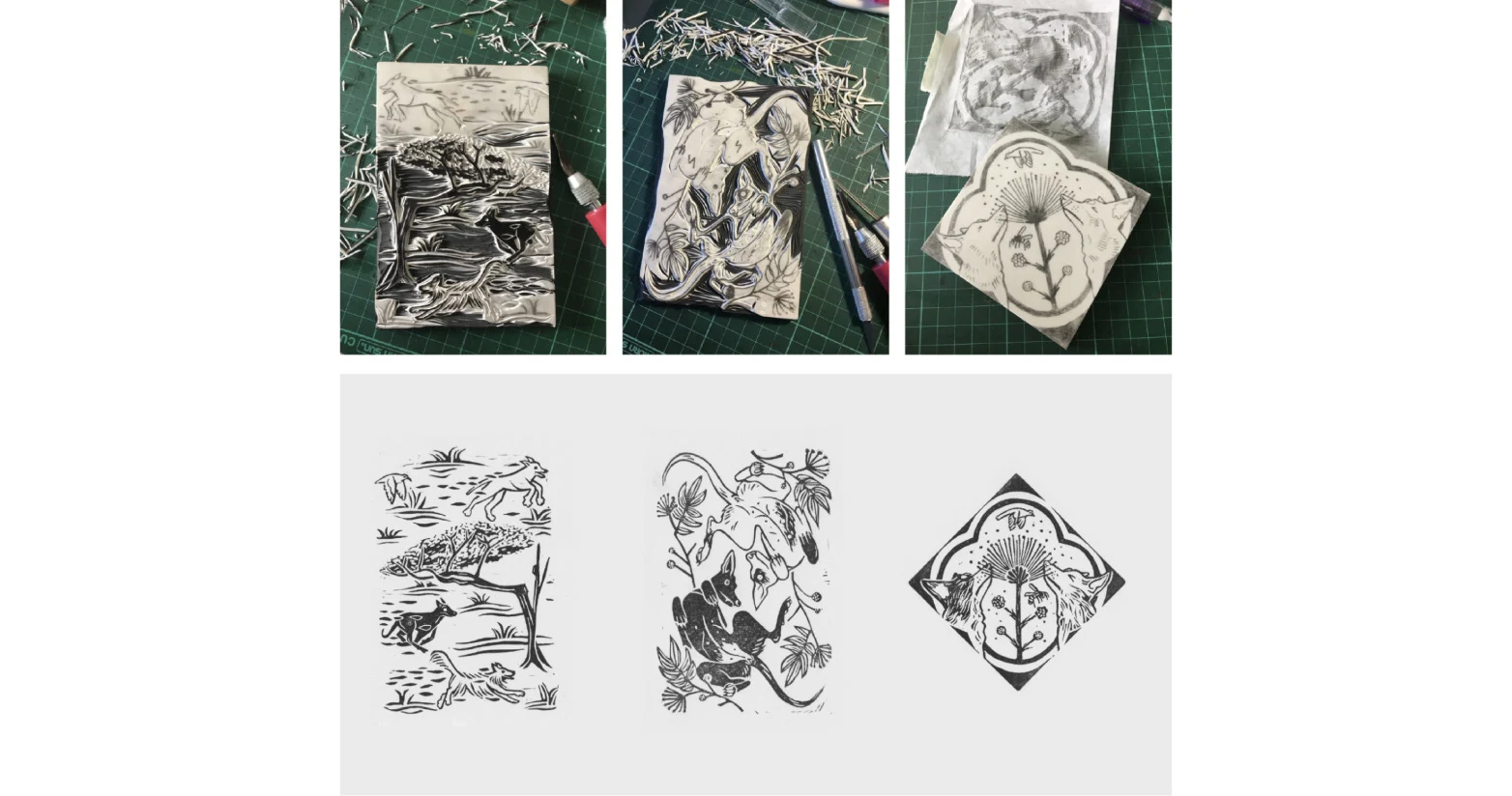 Lino carving of partterns