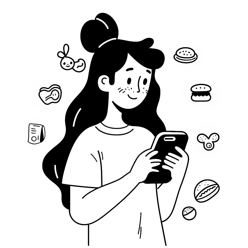 Shows a user using the Allerly app for the first time and feeling happy with it.
