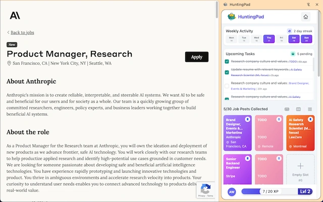 Viewing a job posting on Anthropic website
