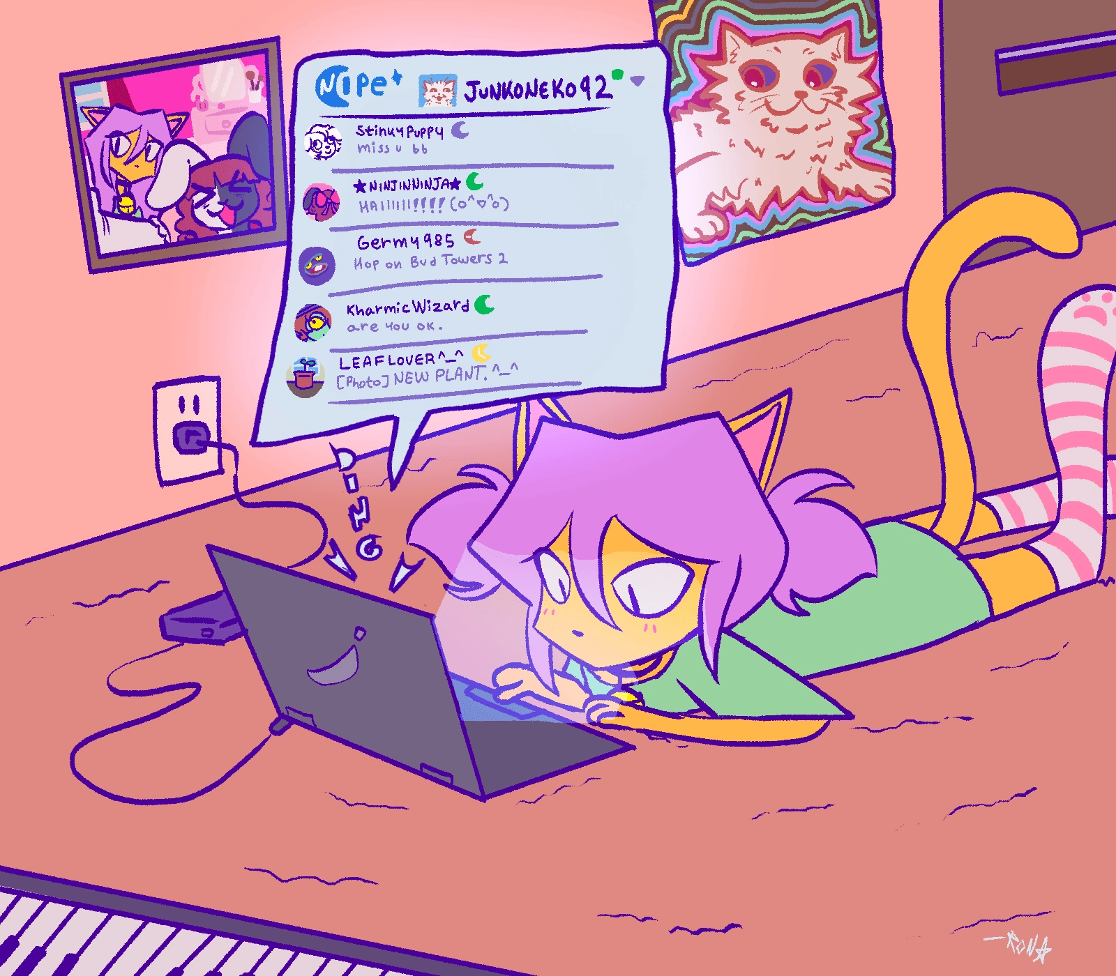 Drawing of JUNKONEKO92, done on Clip Studio Paint.