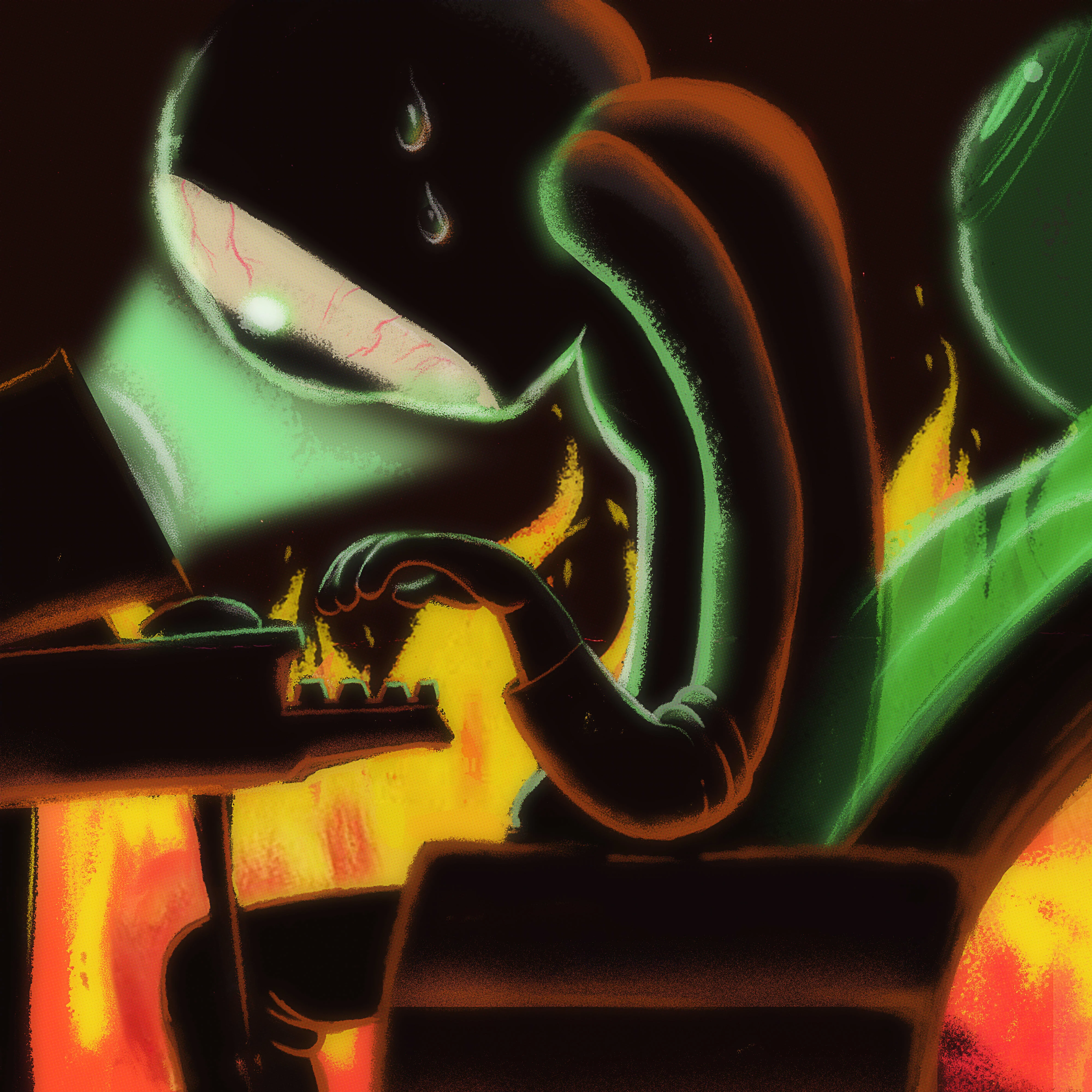 "BURN OUT" 2022. A digital painting done in photoshop.