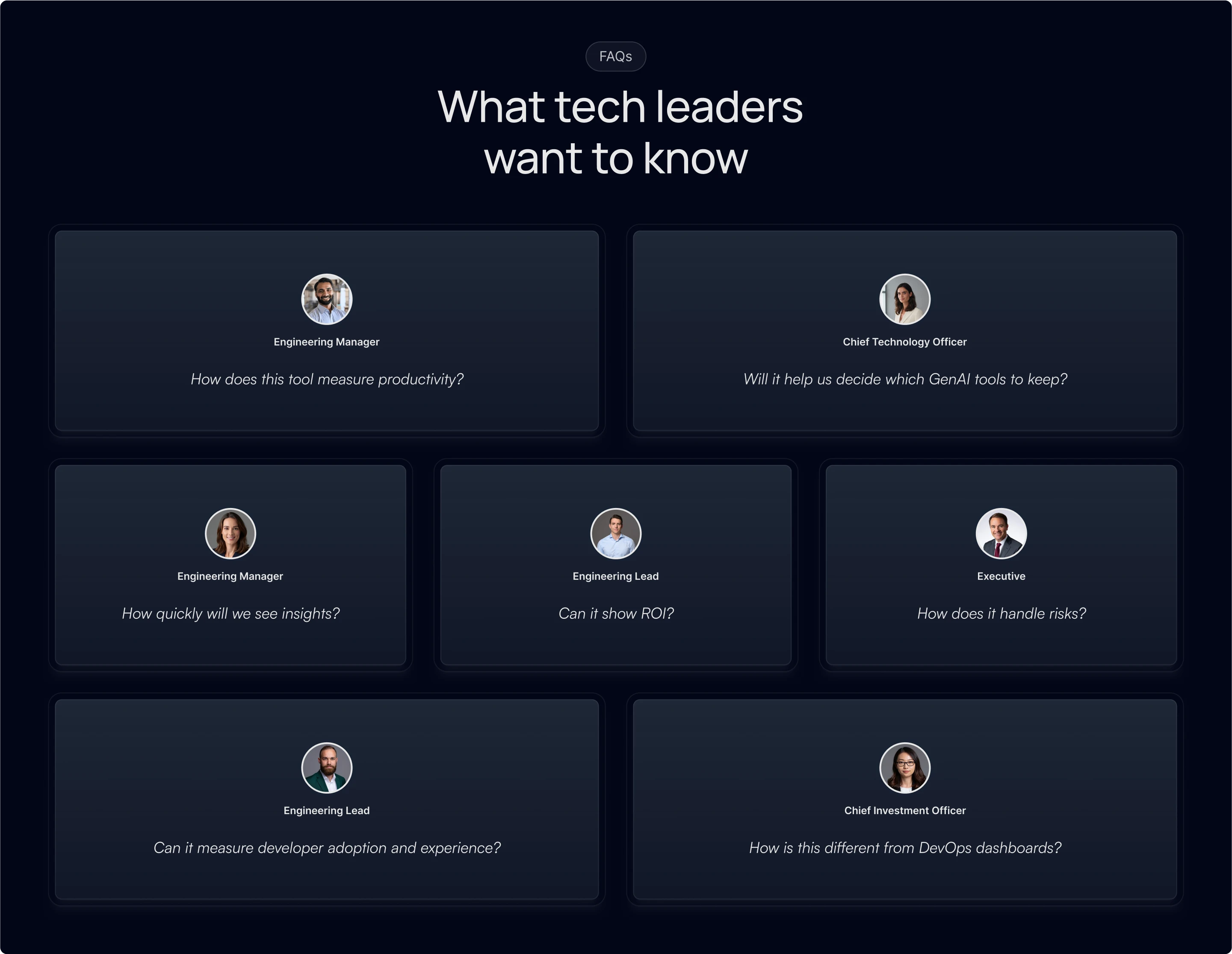 FAQs from different user personas