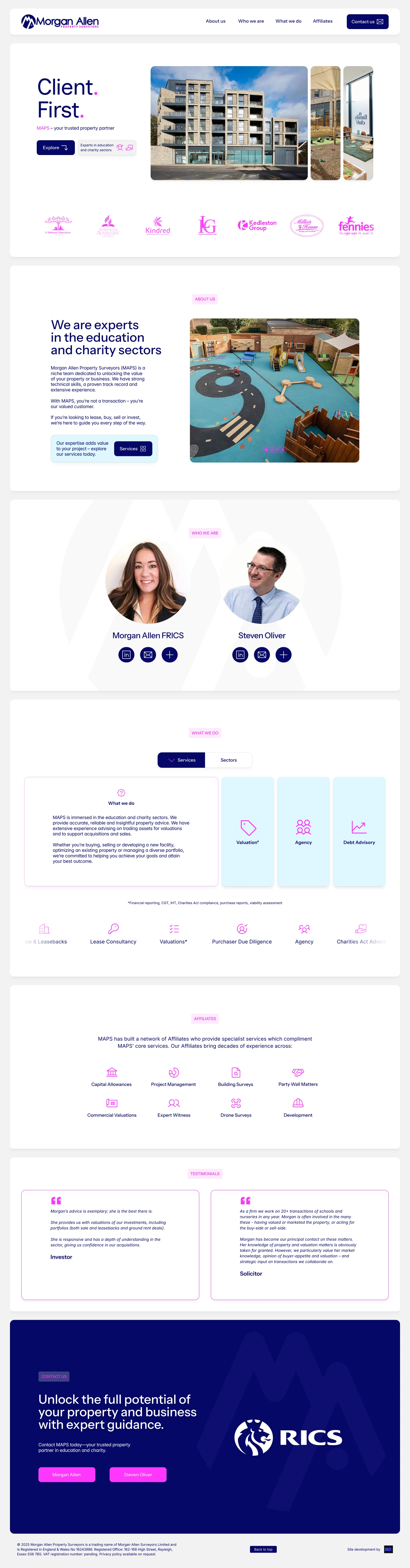 Entire landing page – Phase 1