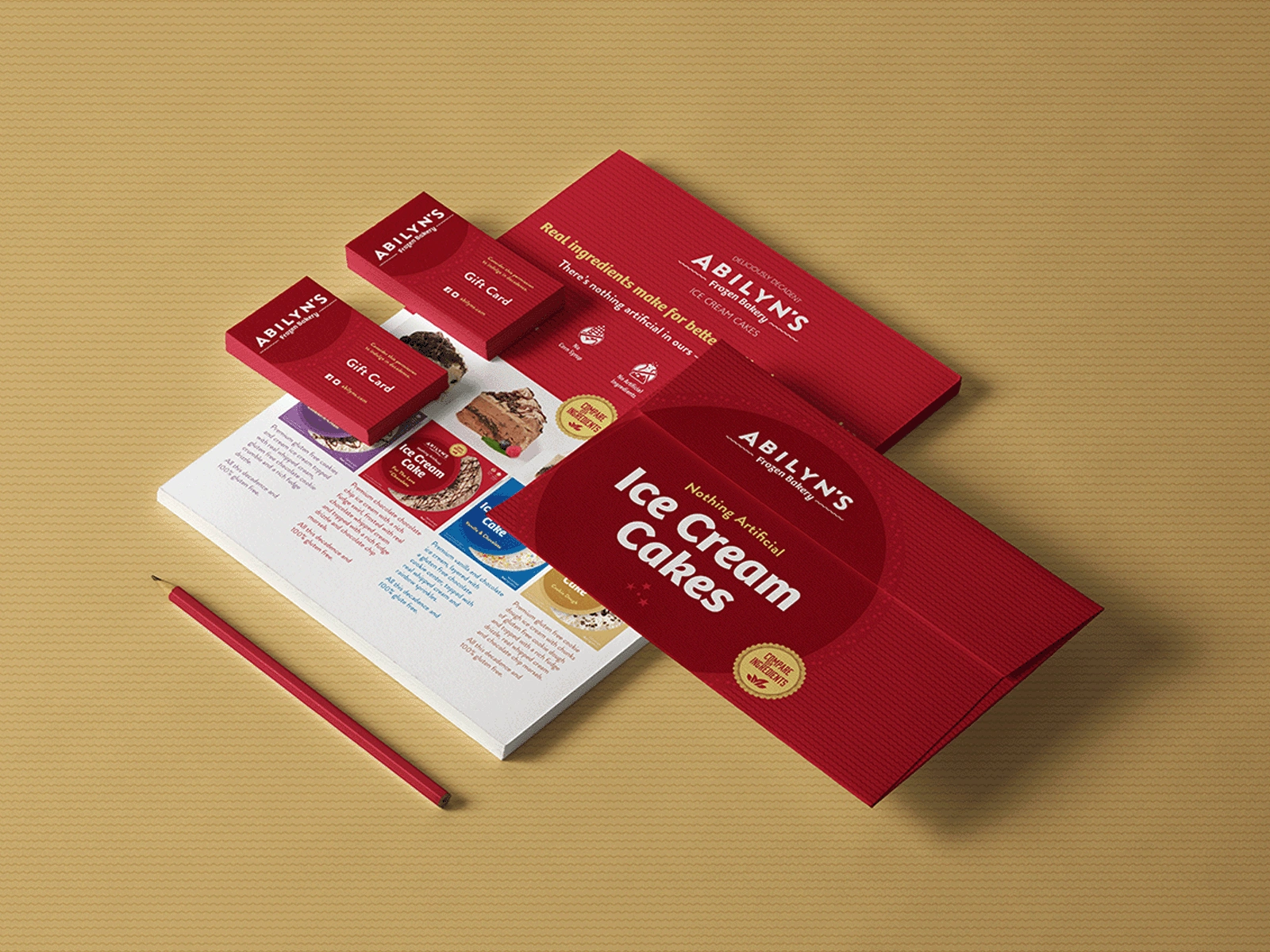 Business cards, sell sheet, and a direct mail envelop to support DIY marketing.