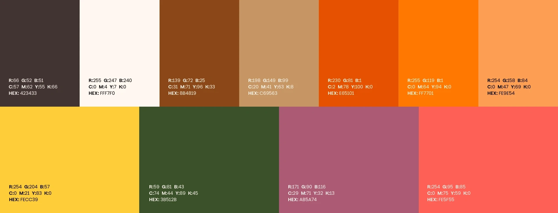The brand's color palette