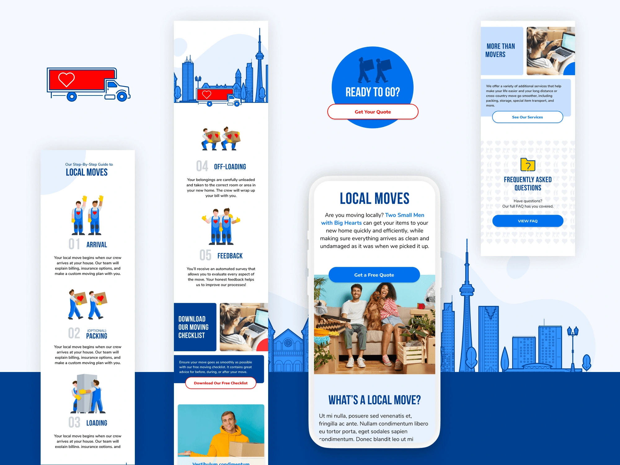 Pages to quickly help local potential customers understand the process and get signed up for a move. 