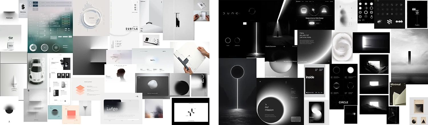 The other two moodboards emphasized light & shadow and gradient work. 