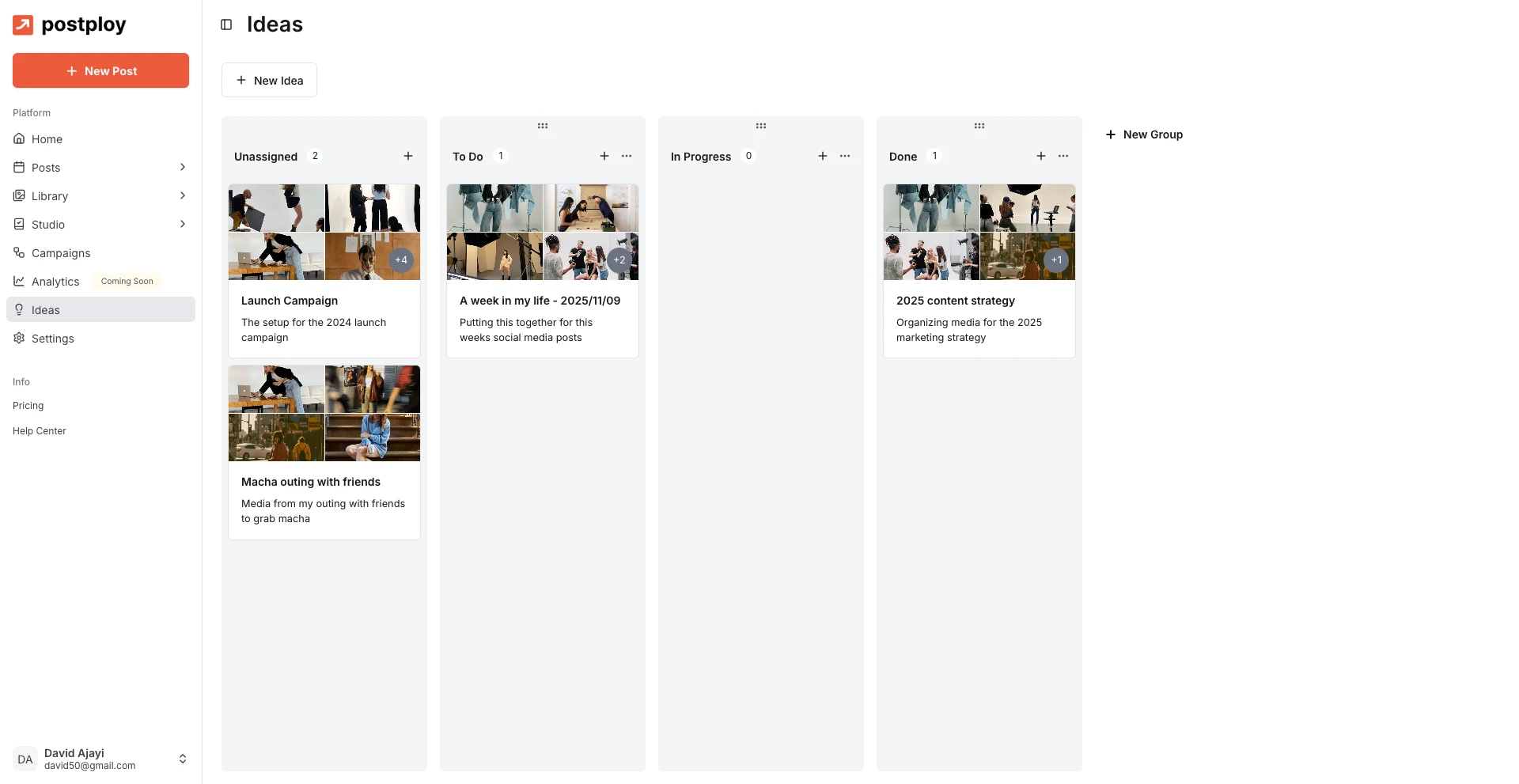 Create ideas and post later