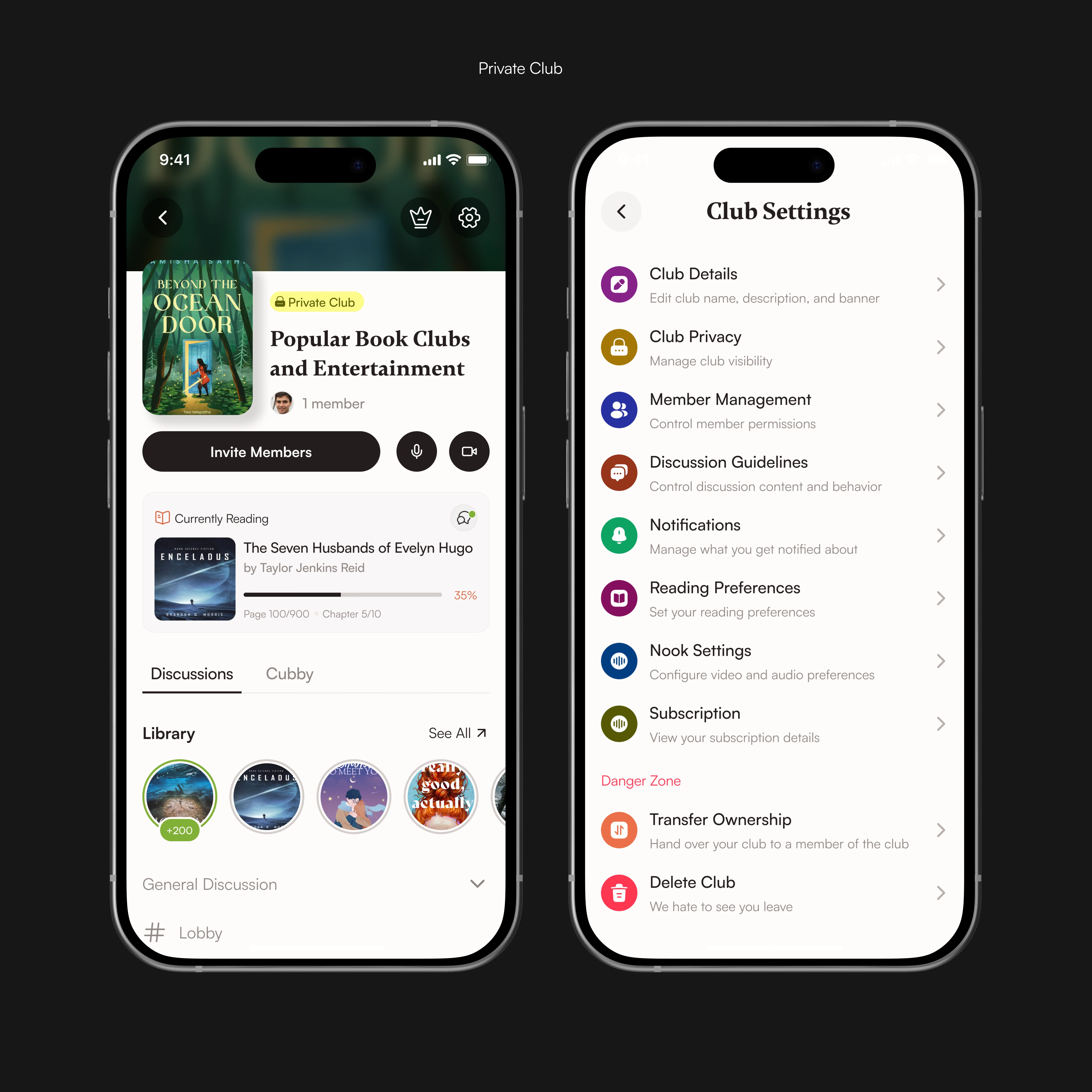 Private Club and Settings