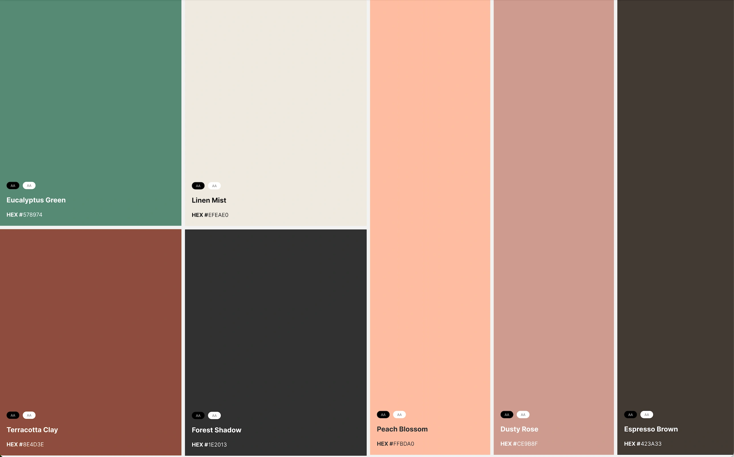 Color Palette: The brand's color palette is inspired by natural and muted tones, contributing to its earthy and elegant aesthetic.