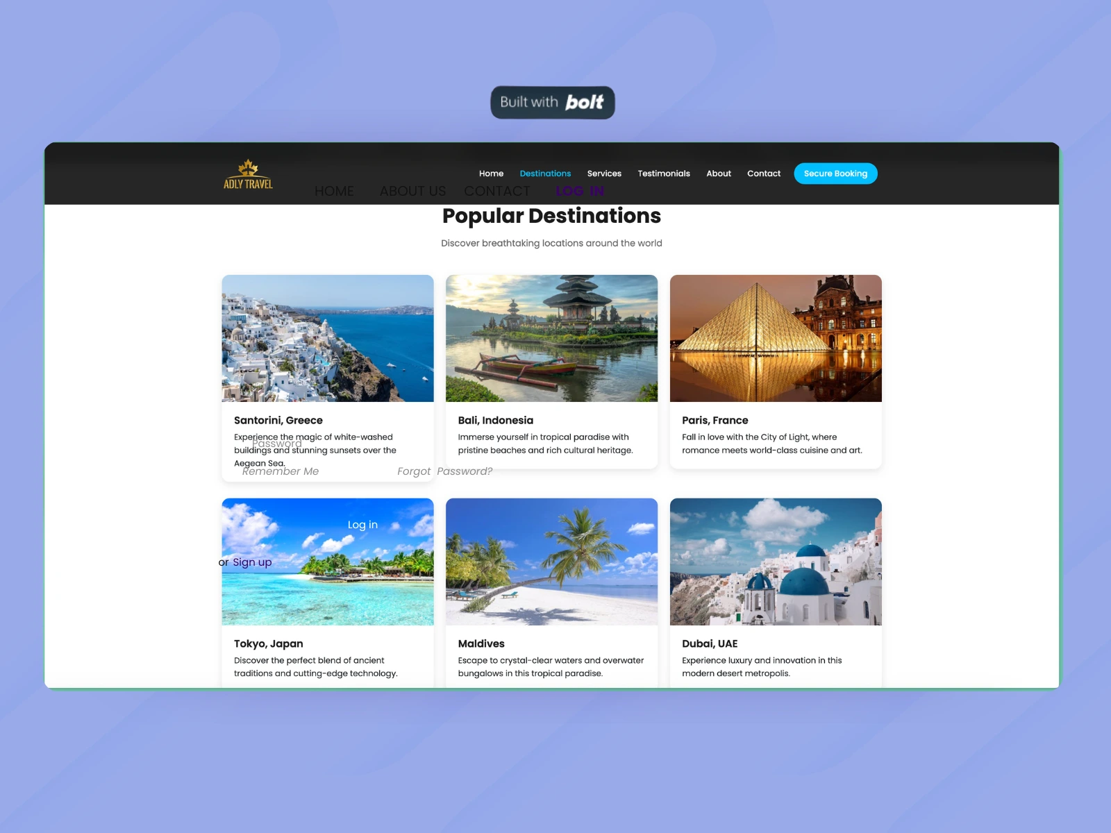 Popular Destinations Section