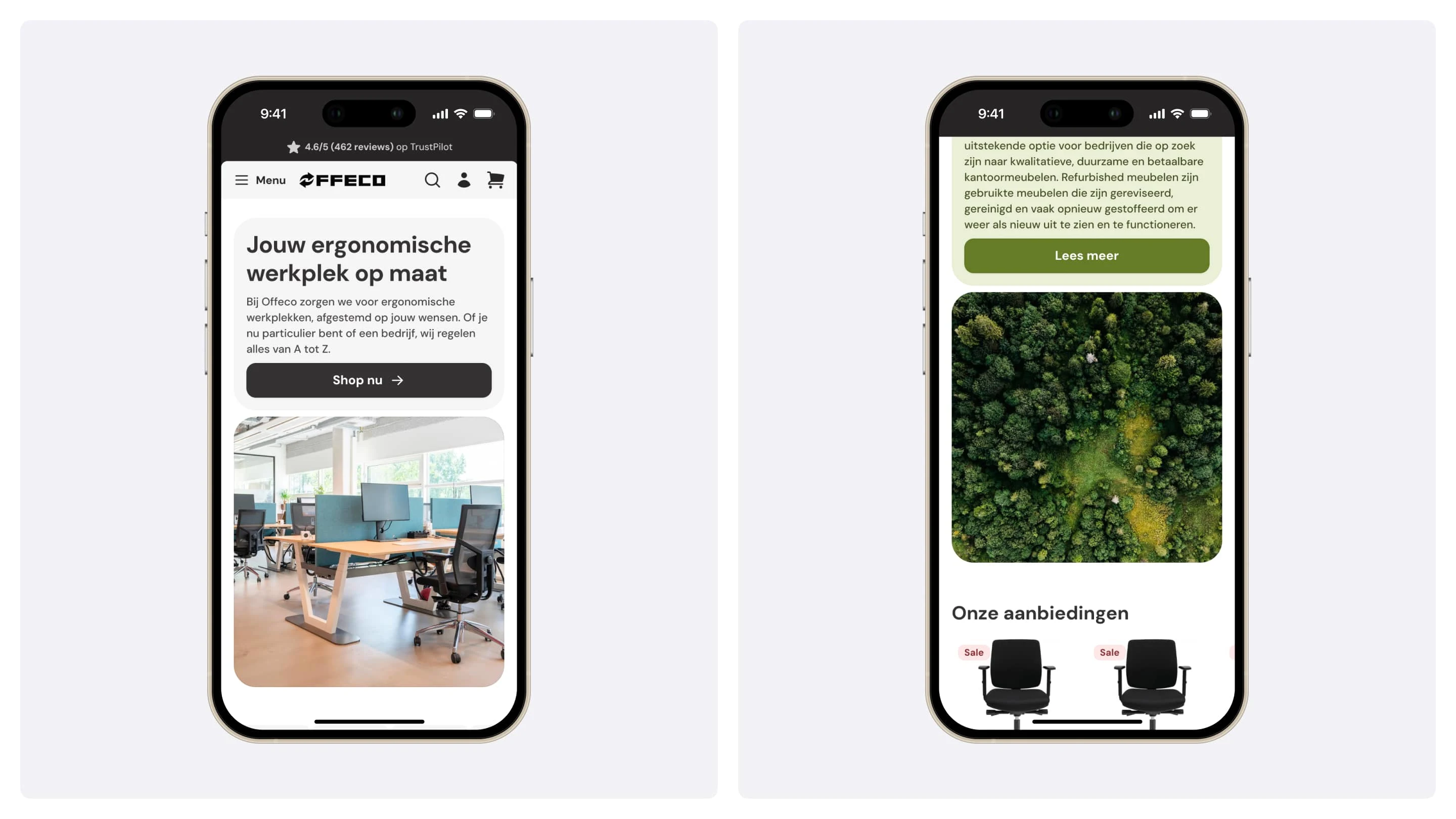 Offeco's homepage on mobile