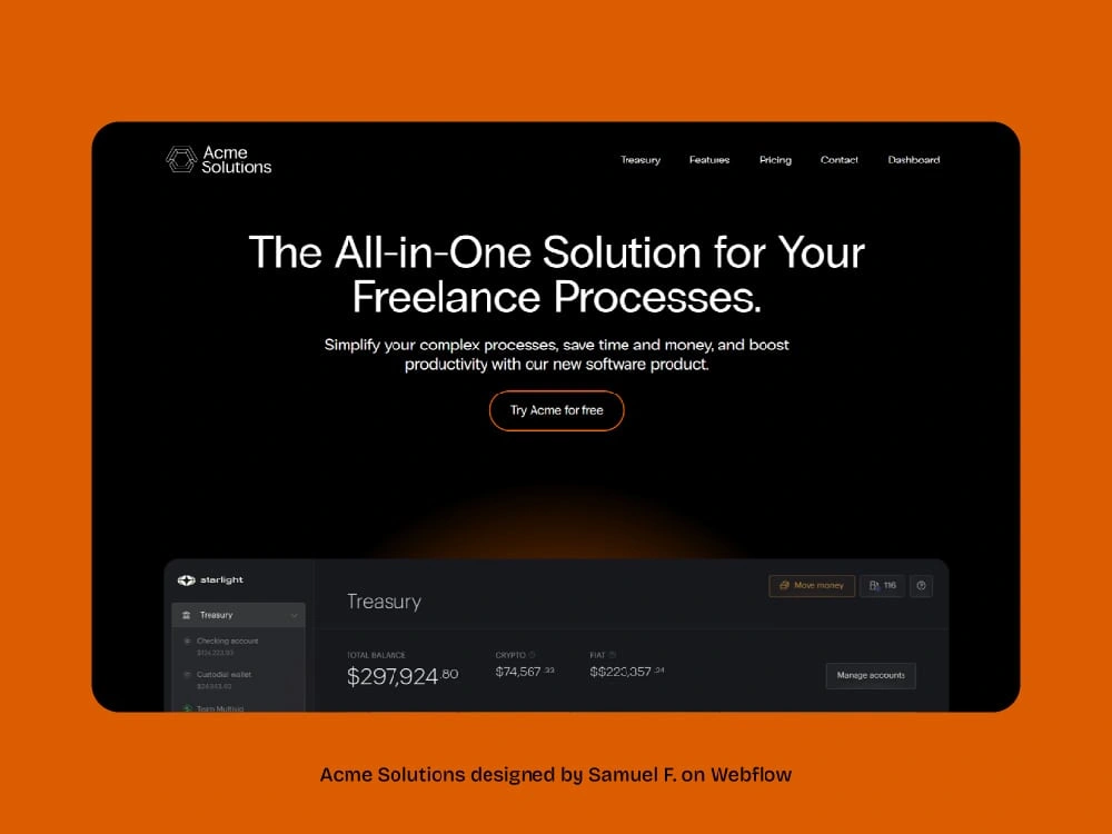 Acme Solutions is a Webflow website
