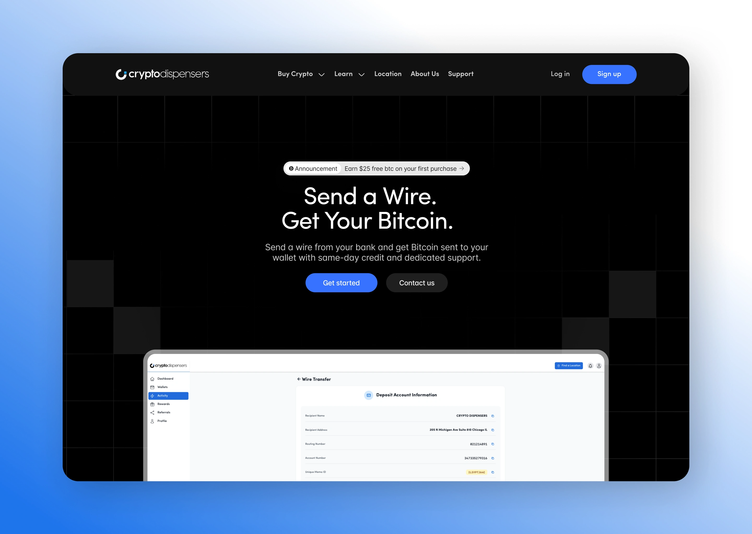 Wire Transfer Screen