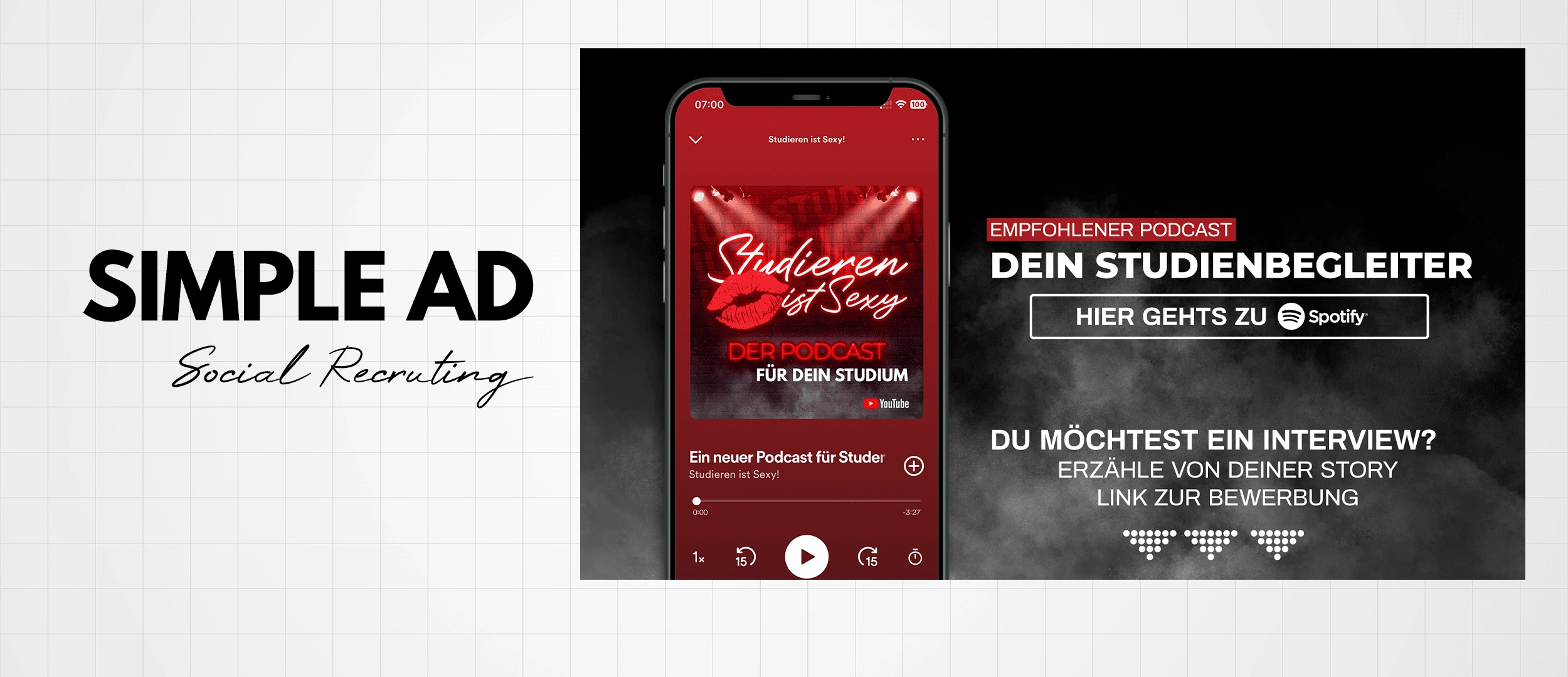 Designed scroll-stopping mobile ads and recruitment CTAs to increase guest interview submissions.