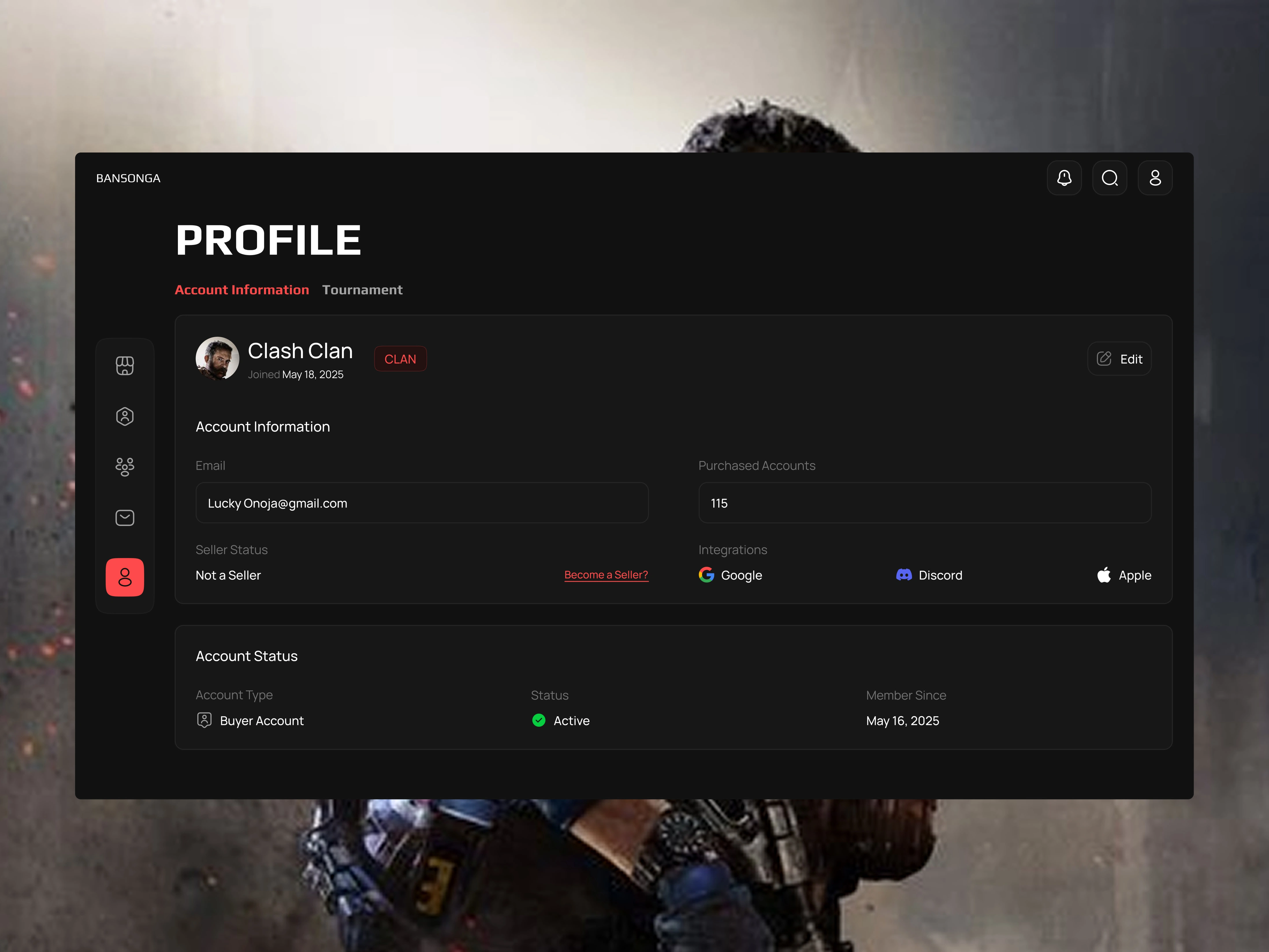 Profile page