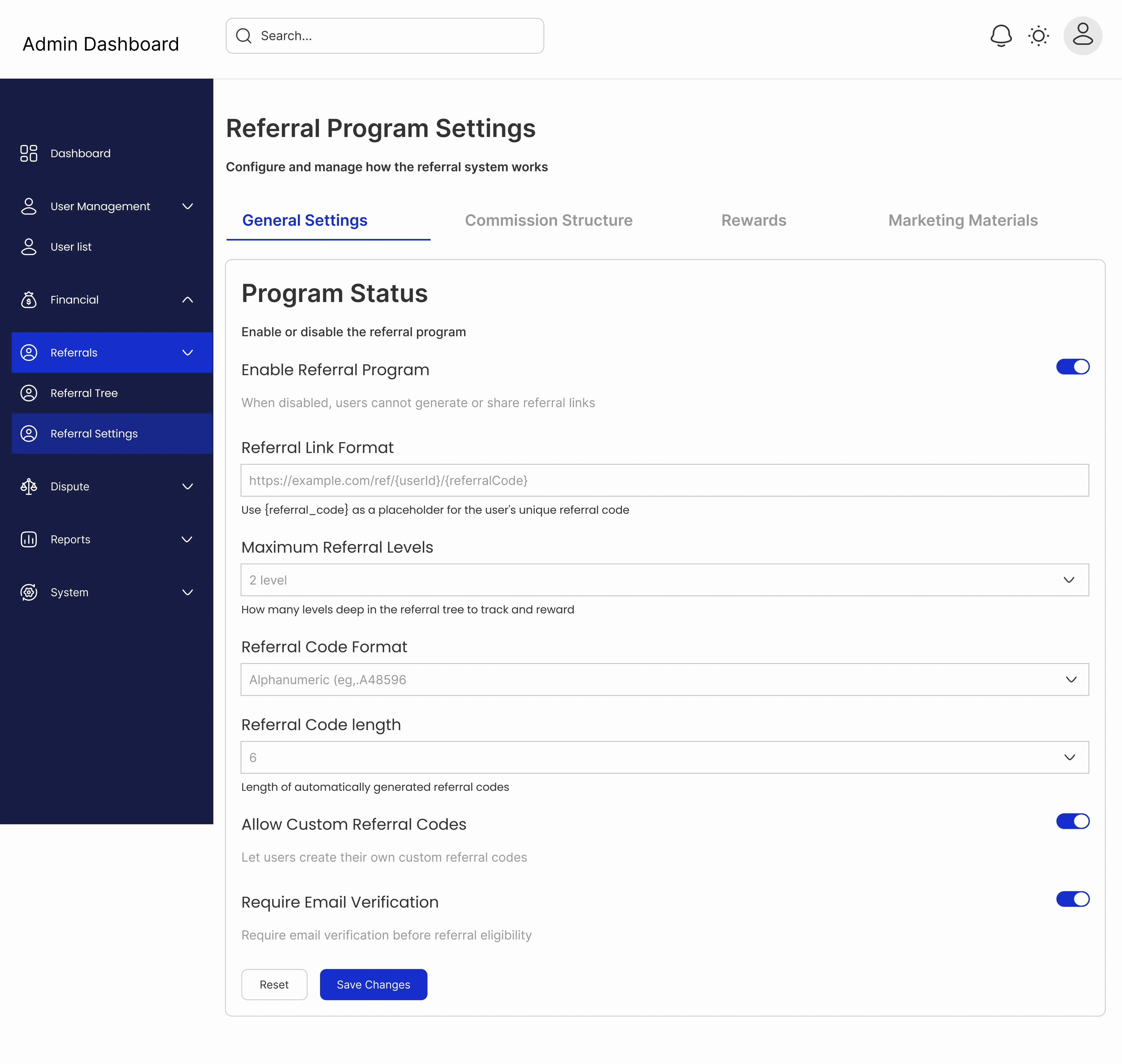 Overview of Referral Program Settings