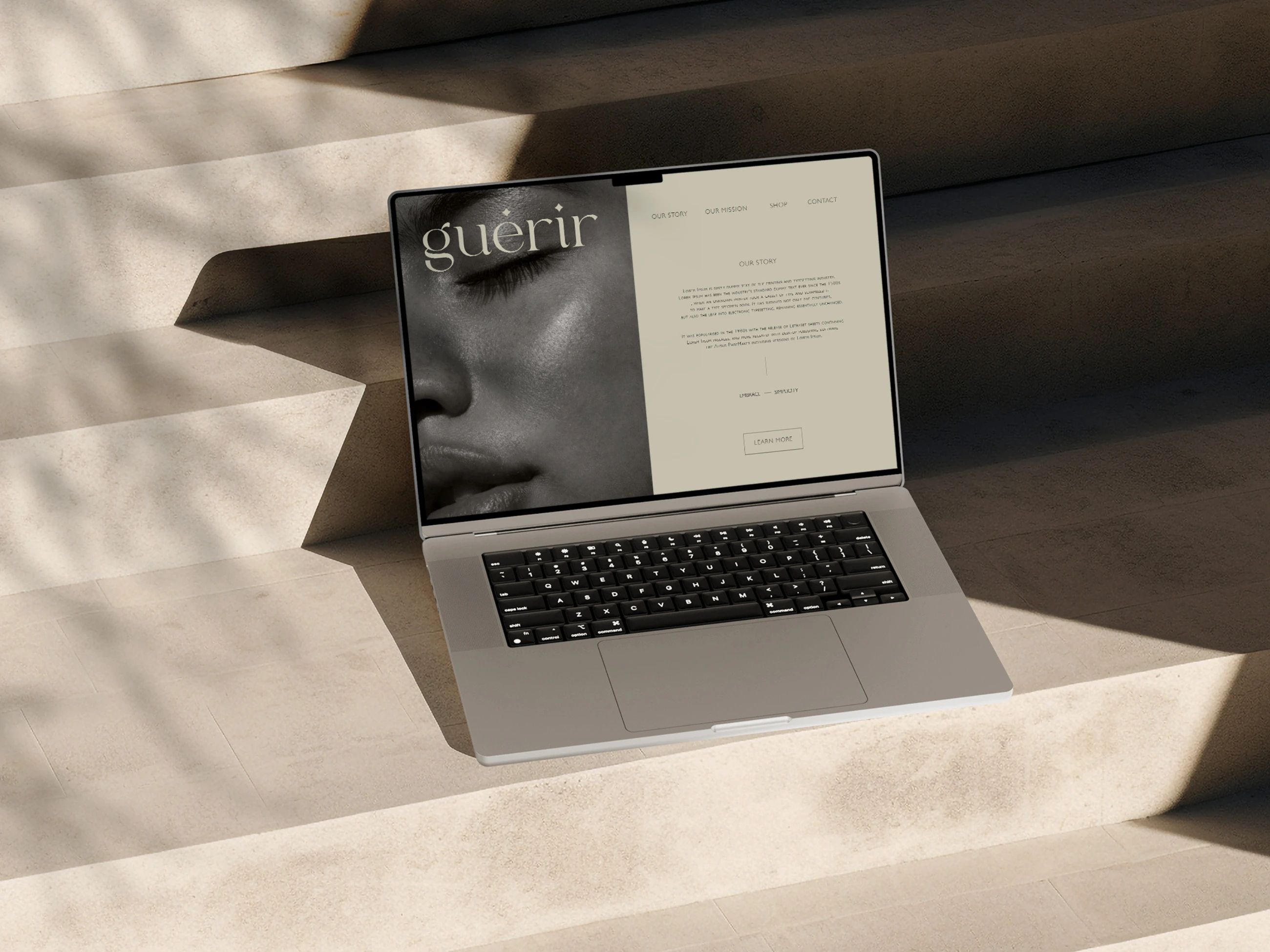 A website landing page designed to reflect the brand's essence: simple, clean and elegant.