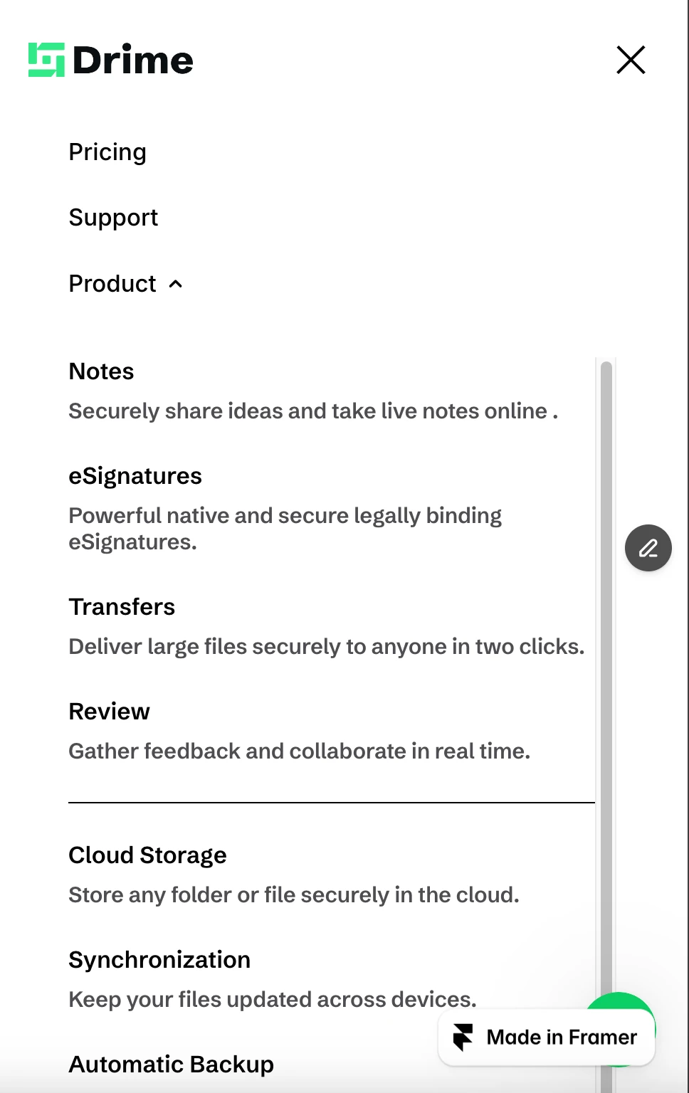 This is how the Mobile navigation looked before