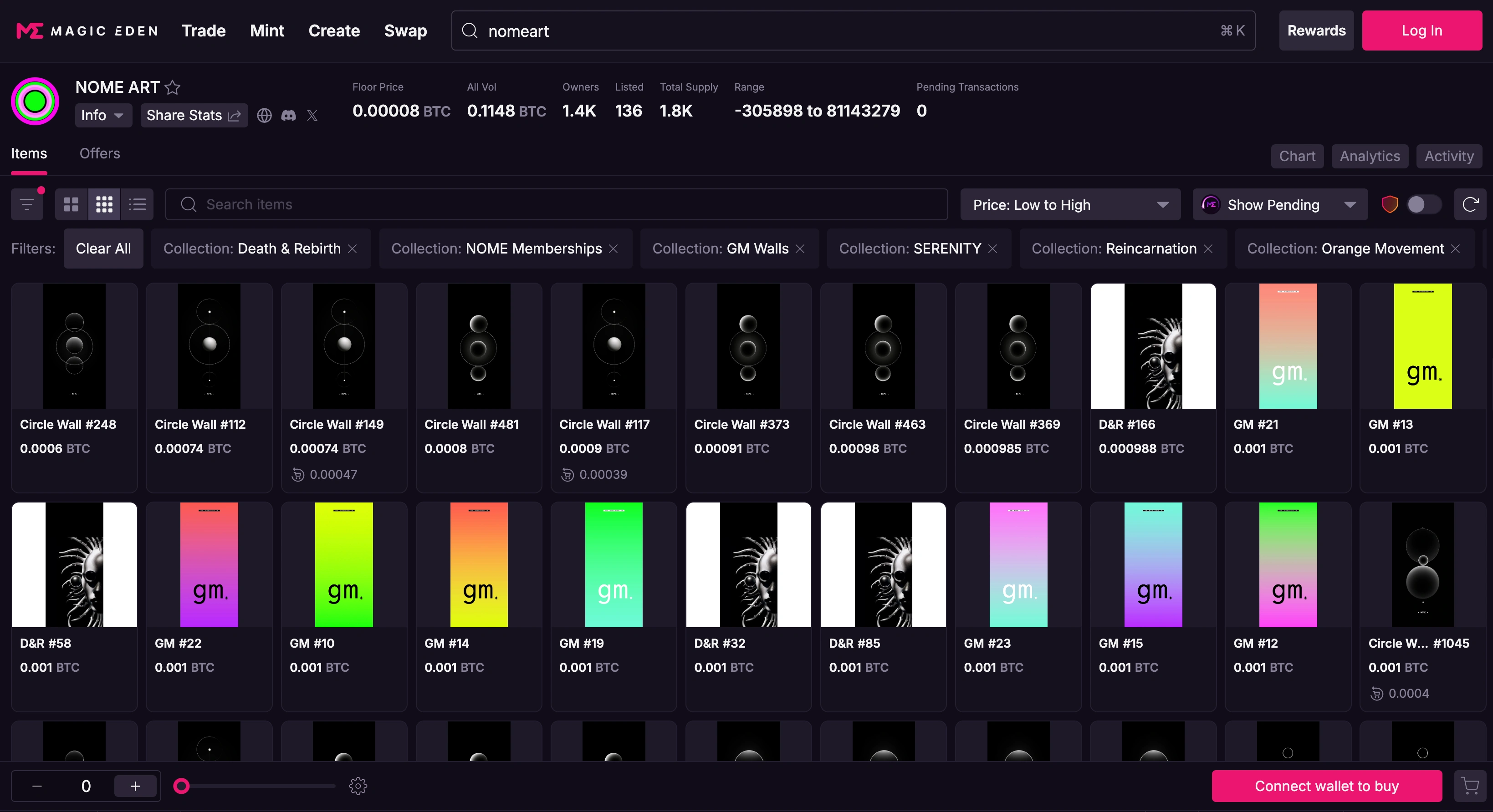 Bitcoin collection on Magic Eden