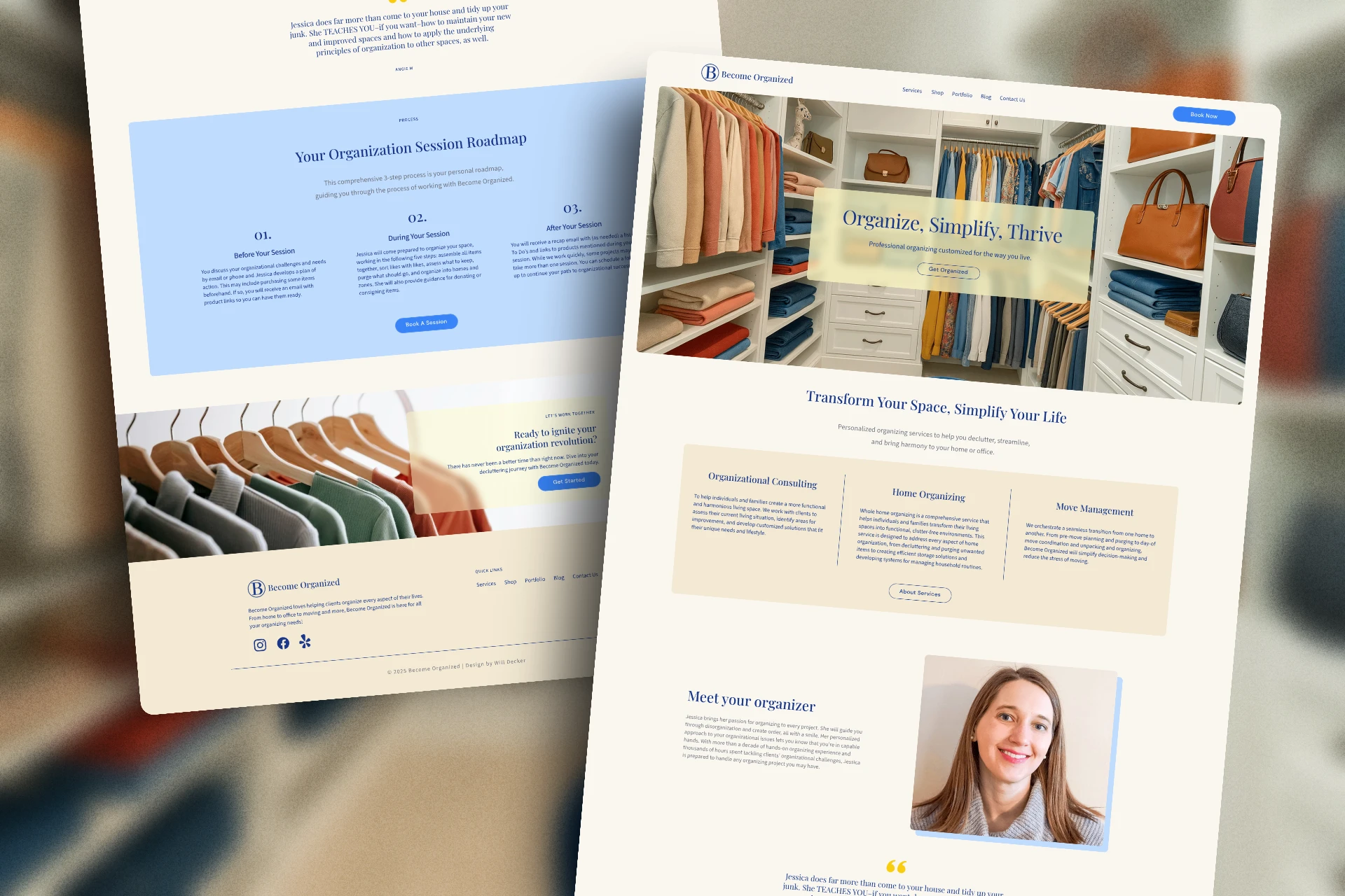 Home page for Become Organized, a professional organizing business