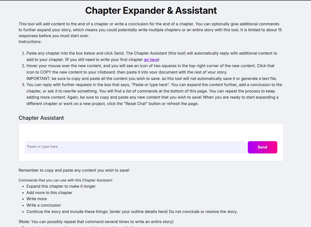 Chapter Extender Screen