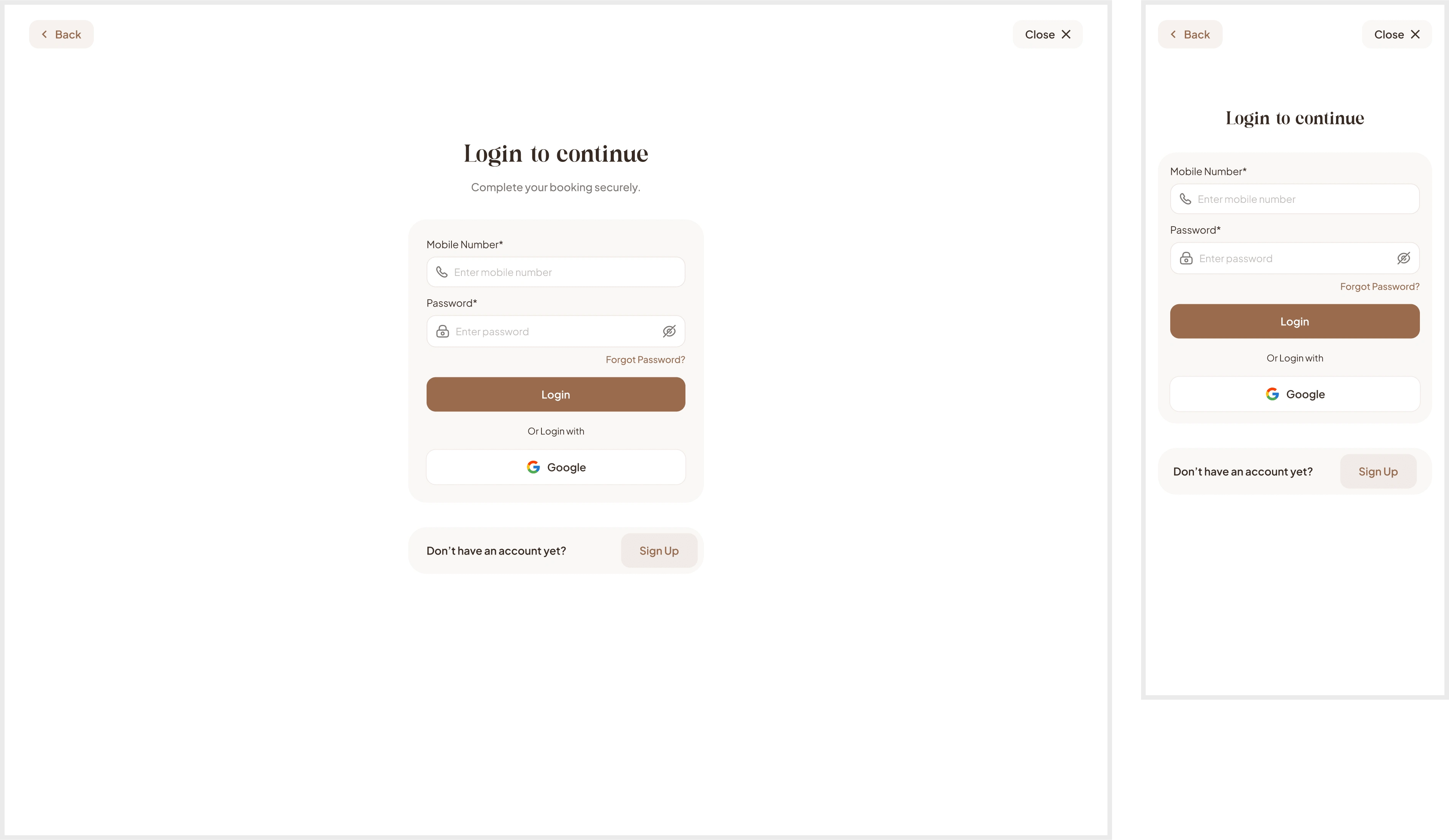 Booking Process - Authentication.