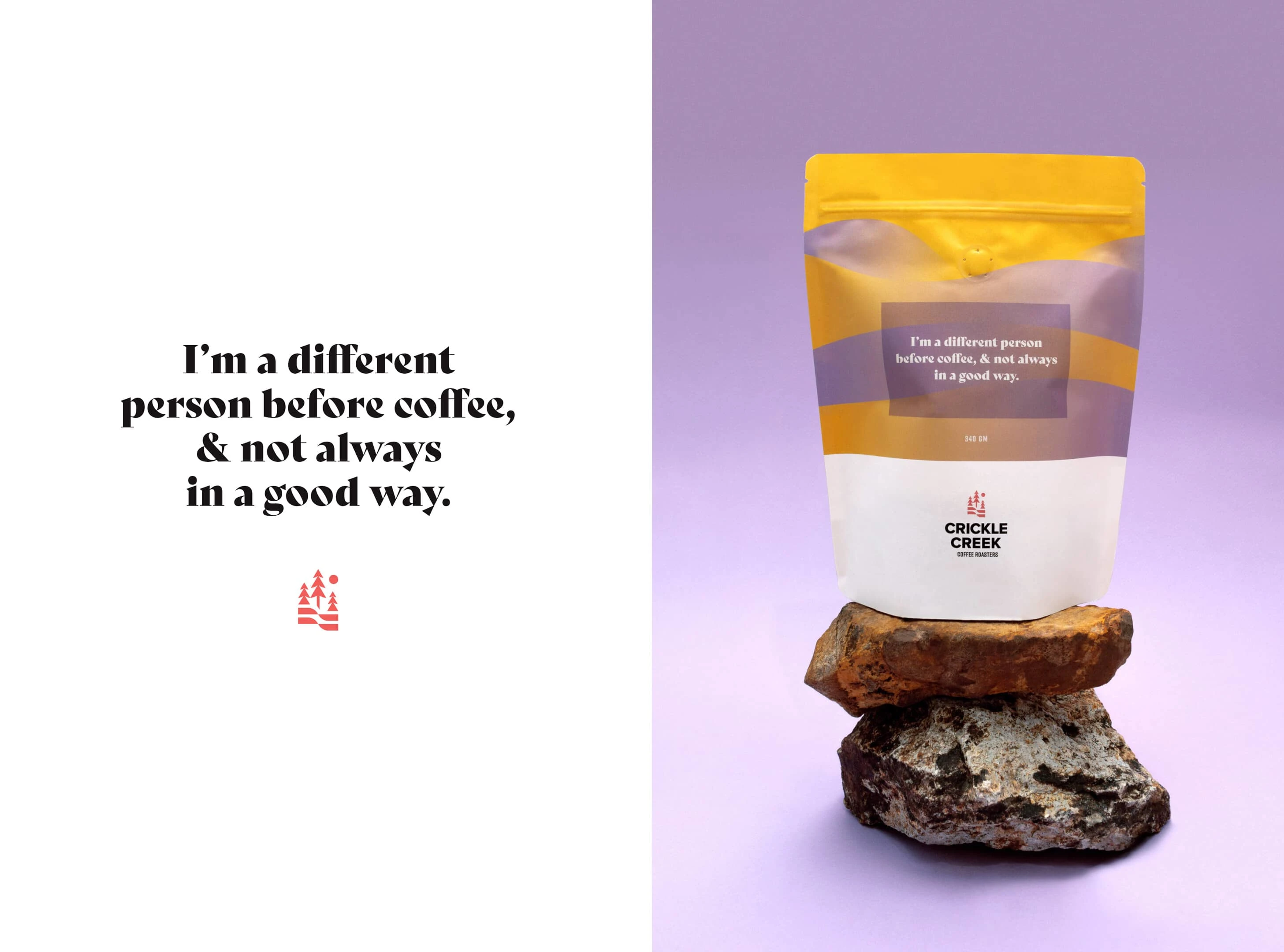 Packaging design and creative copywriting for Crickle Creek coffee